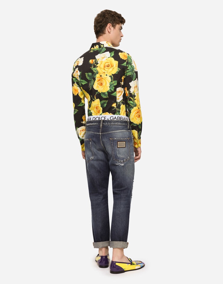 Loose blue wash jeans with rips - 2