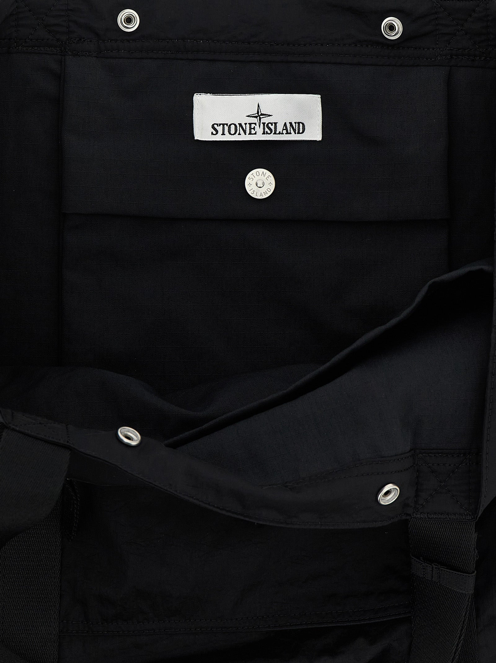 Logo Patch Shopping Bag Tote Bag Black - 4