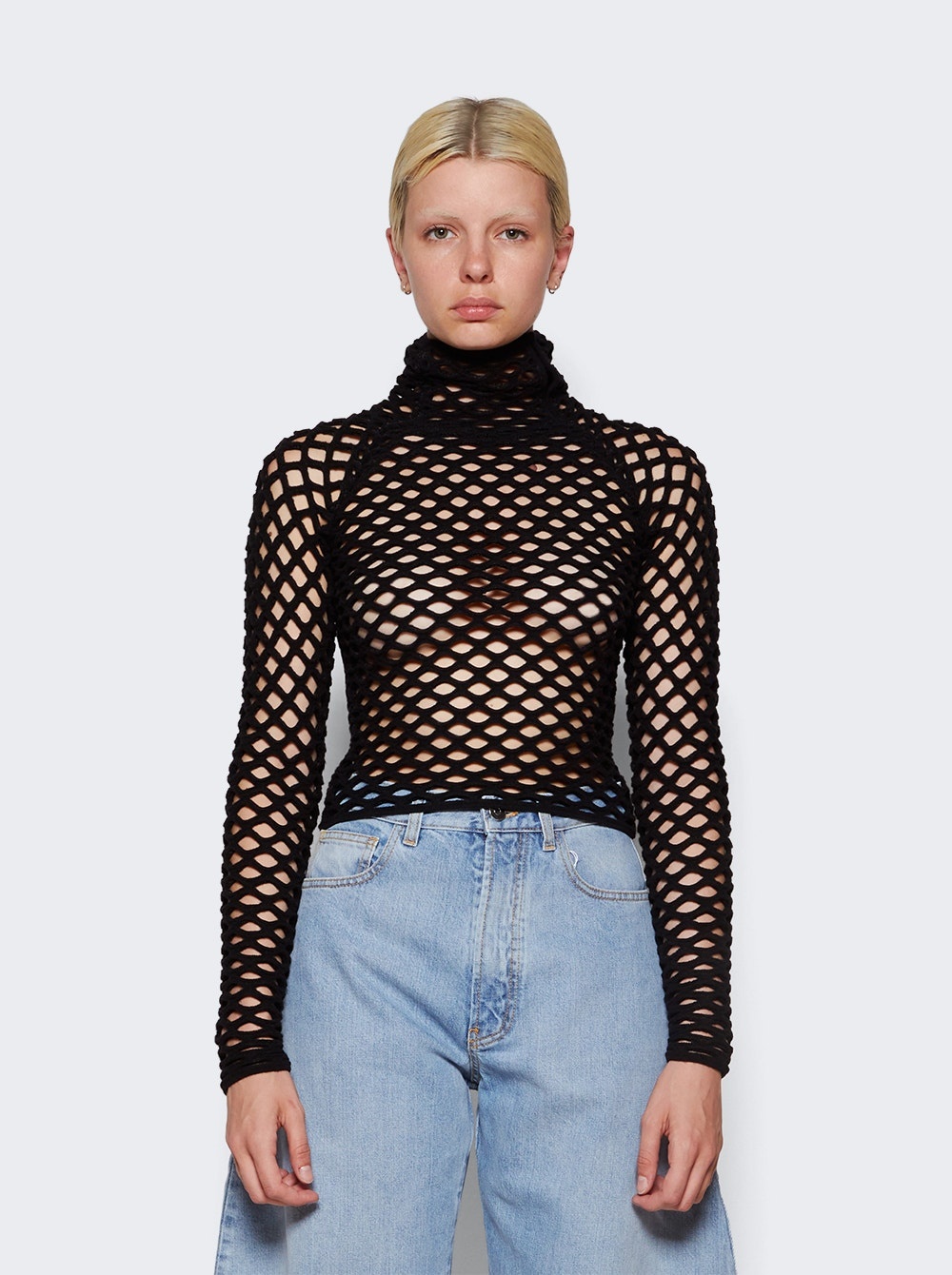 Cage High Neck Knitted Top Black - 3