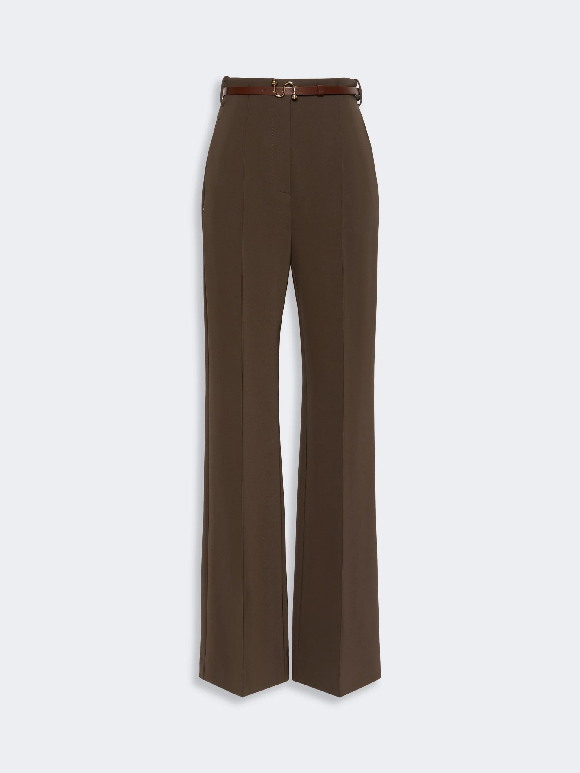 VOLONTA Straight-fit viscose jersey trousers - CHOCOLATE - 1