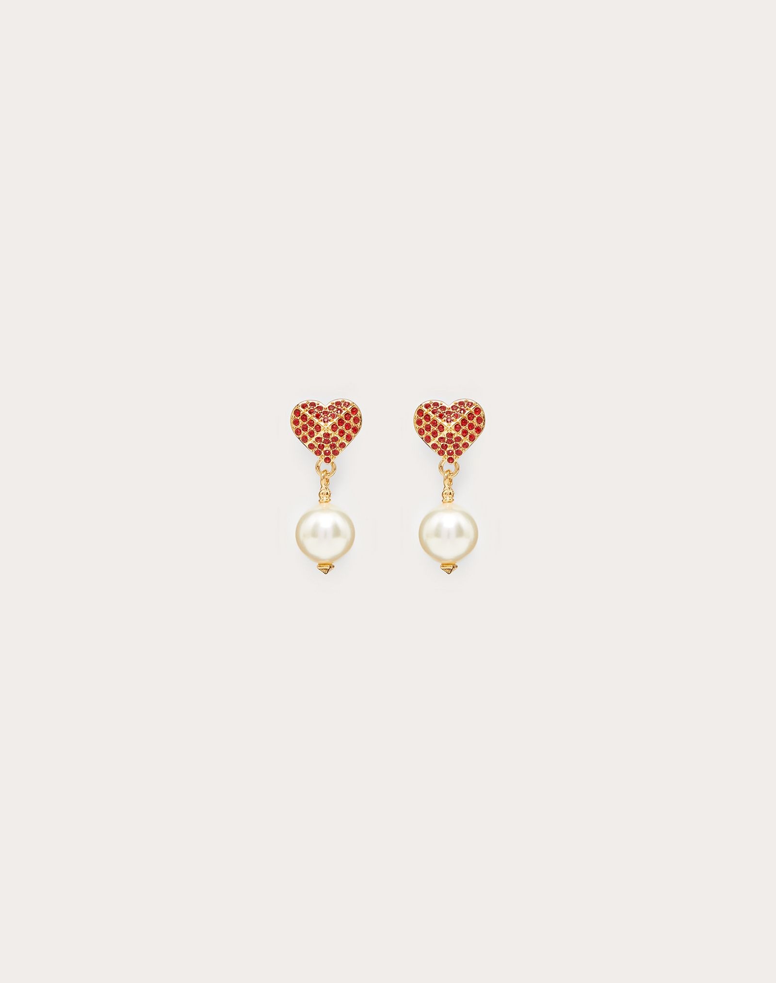 Valentino VLoveTN metal, pearl and crystal heart earrings - 1