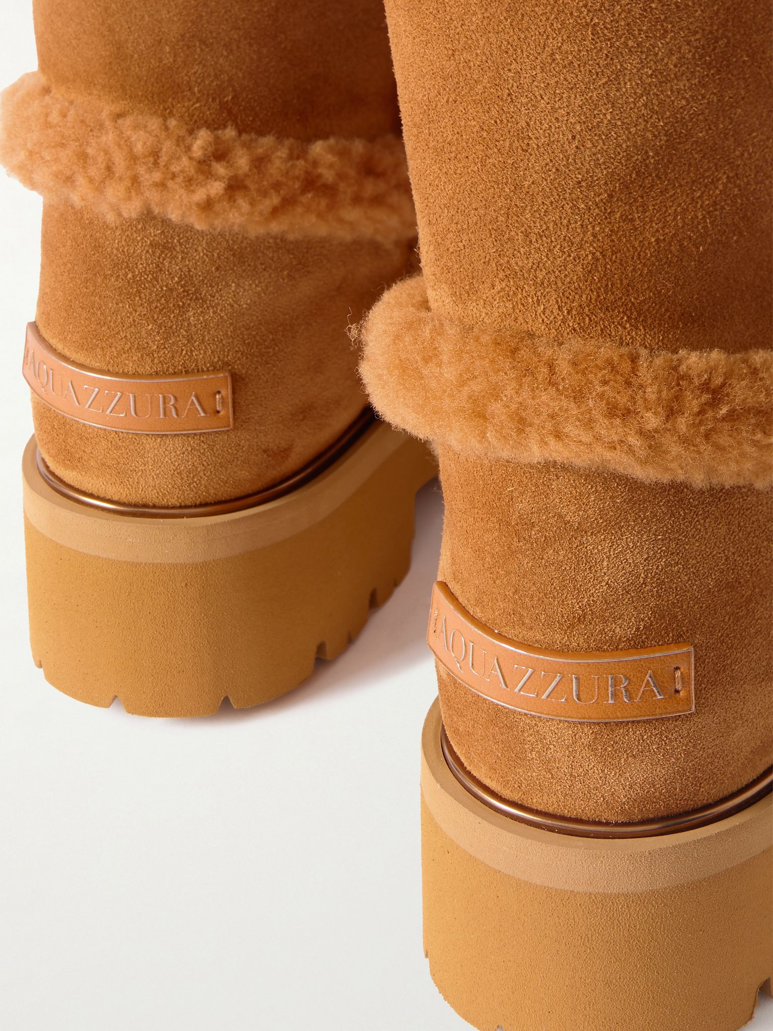 Teddi shearling-trimmed suede ankle boots Tan - 4