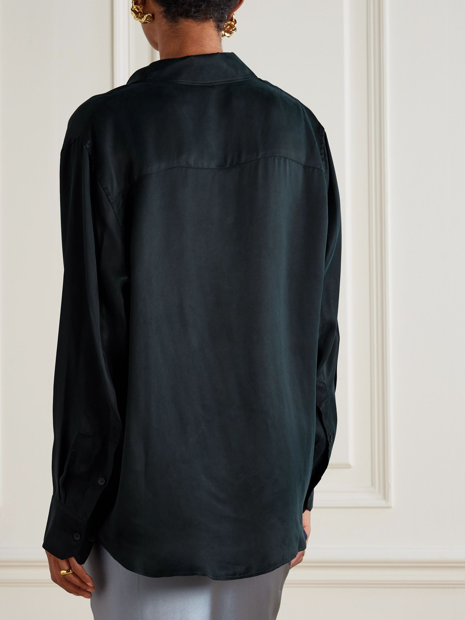 Essie washed cotton-twill shirt Black - 4