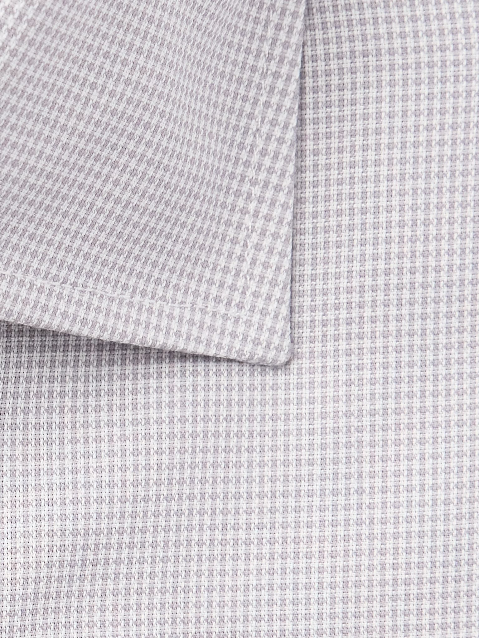 Cutaway-Collar Houndstooth Cotton Shirt Brown - 4