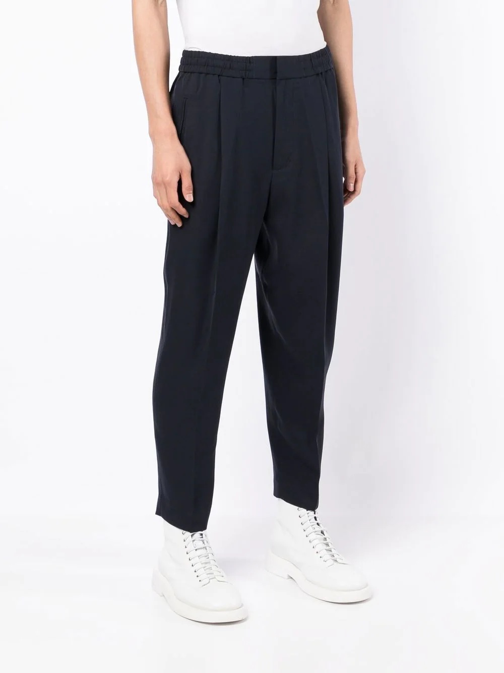 pleat-detail tapered trousers - 3