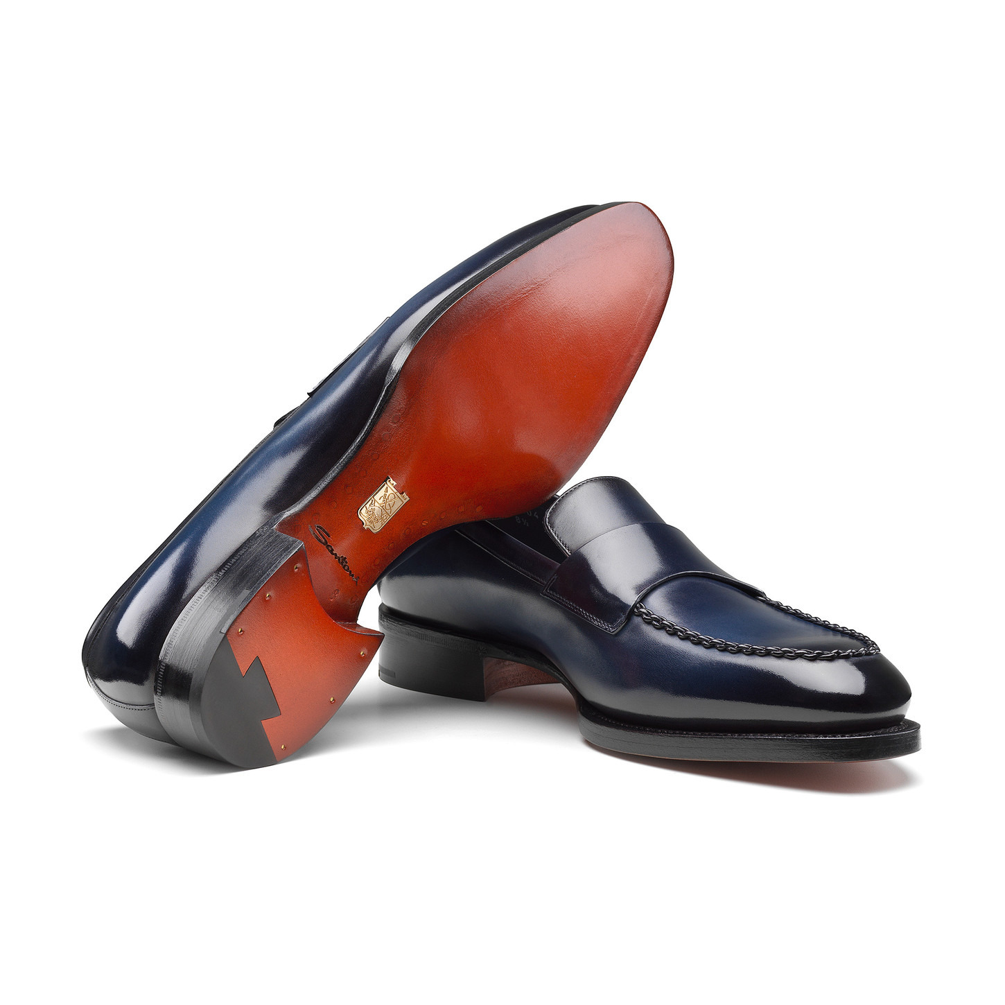 Men's blue leather Meraviglia Collection penny loafer - 3