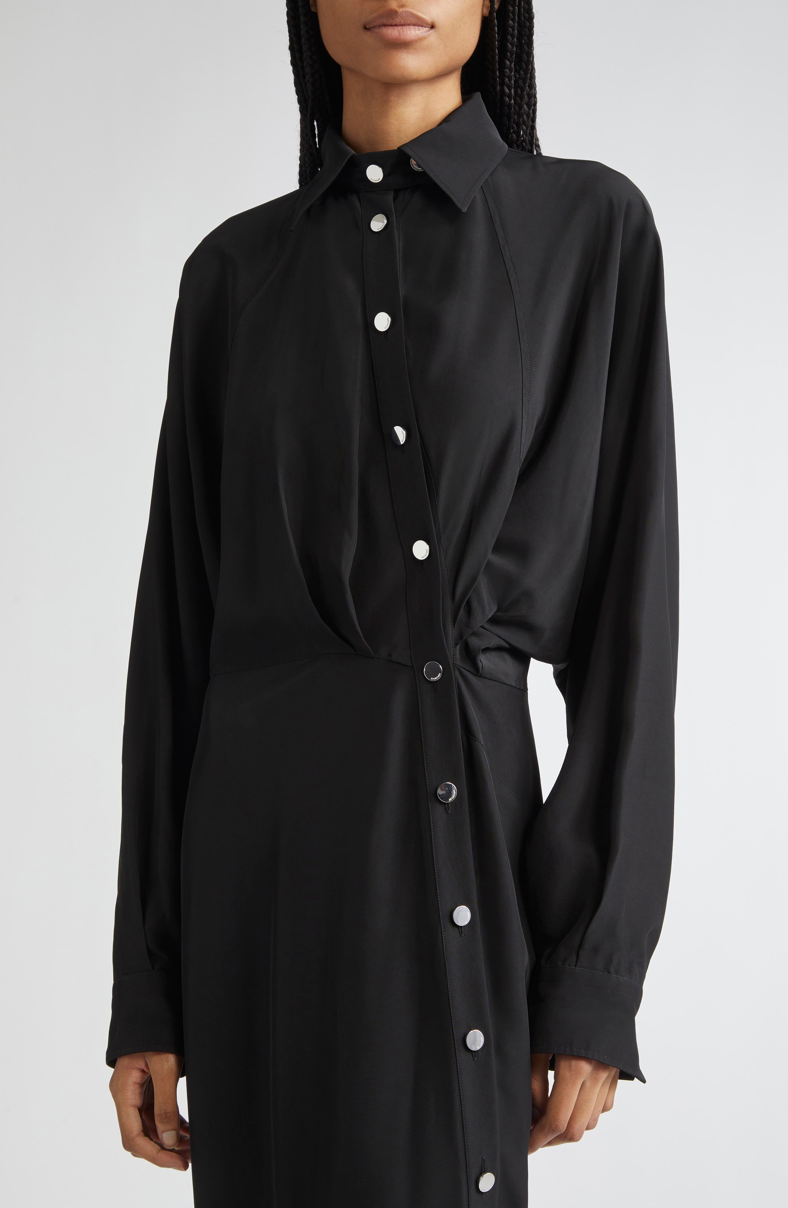 SPORTMAX Maranta Long Sleeve Maxi Shirtdress in Black at Nordstrom - 4