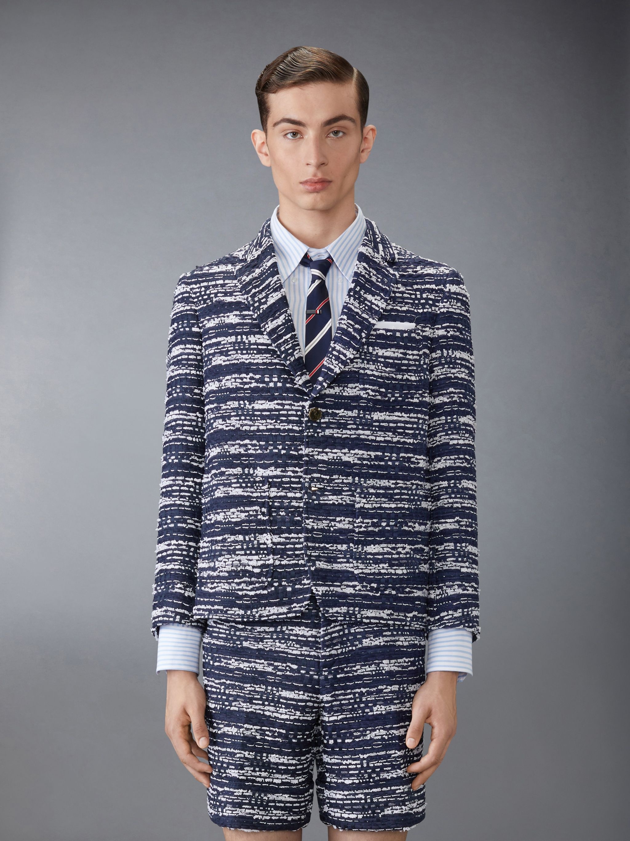 Mélange Tulle Yarn Tweed Unconstructed Sport Coat - 1