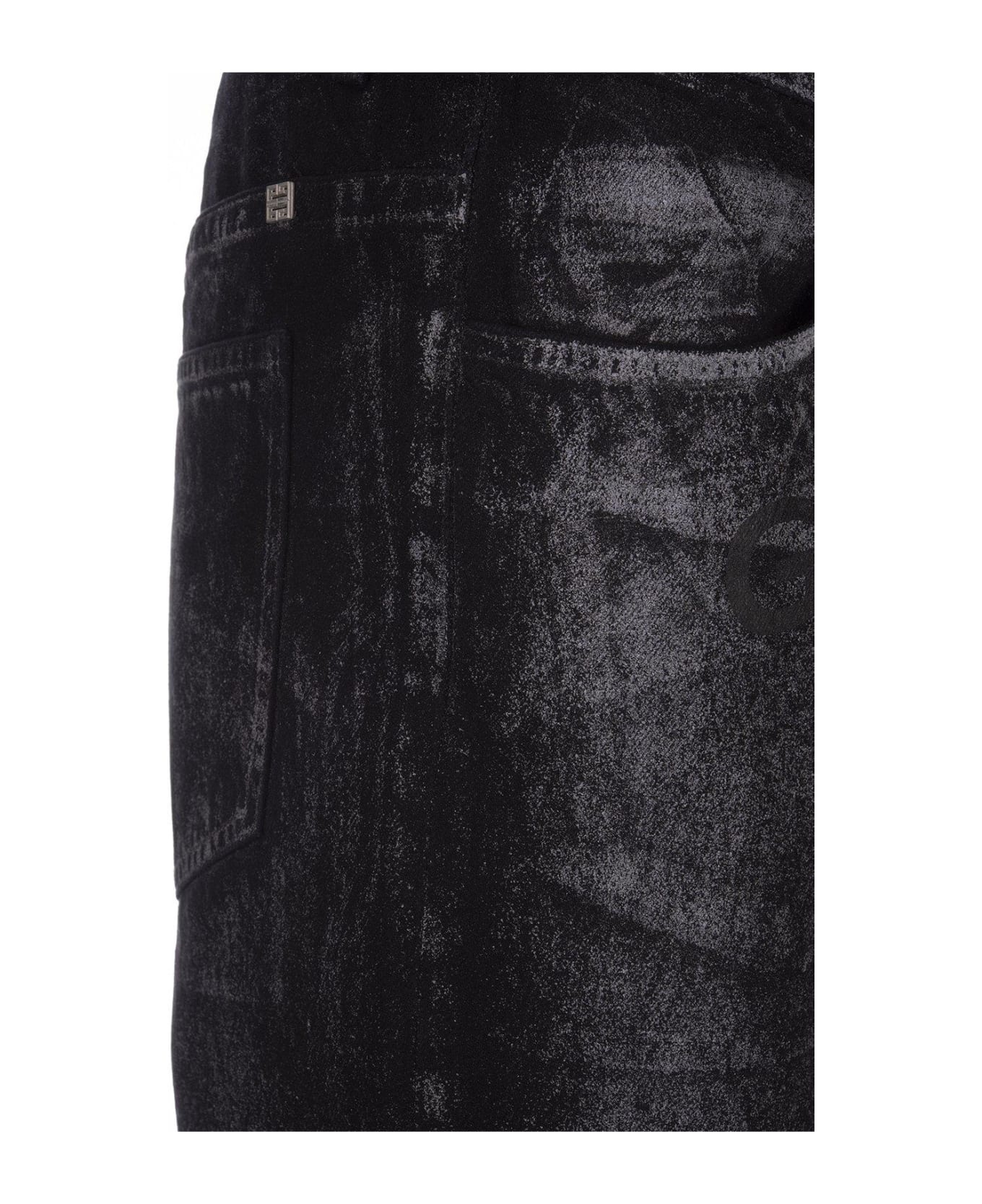 Black And Grey Straight Jeans With Reflective Painted Pattern - 5