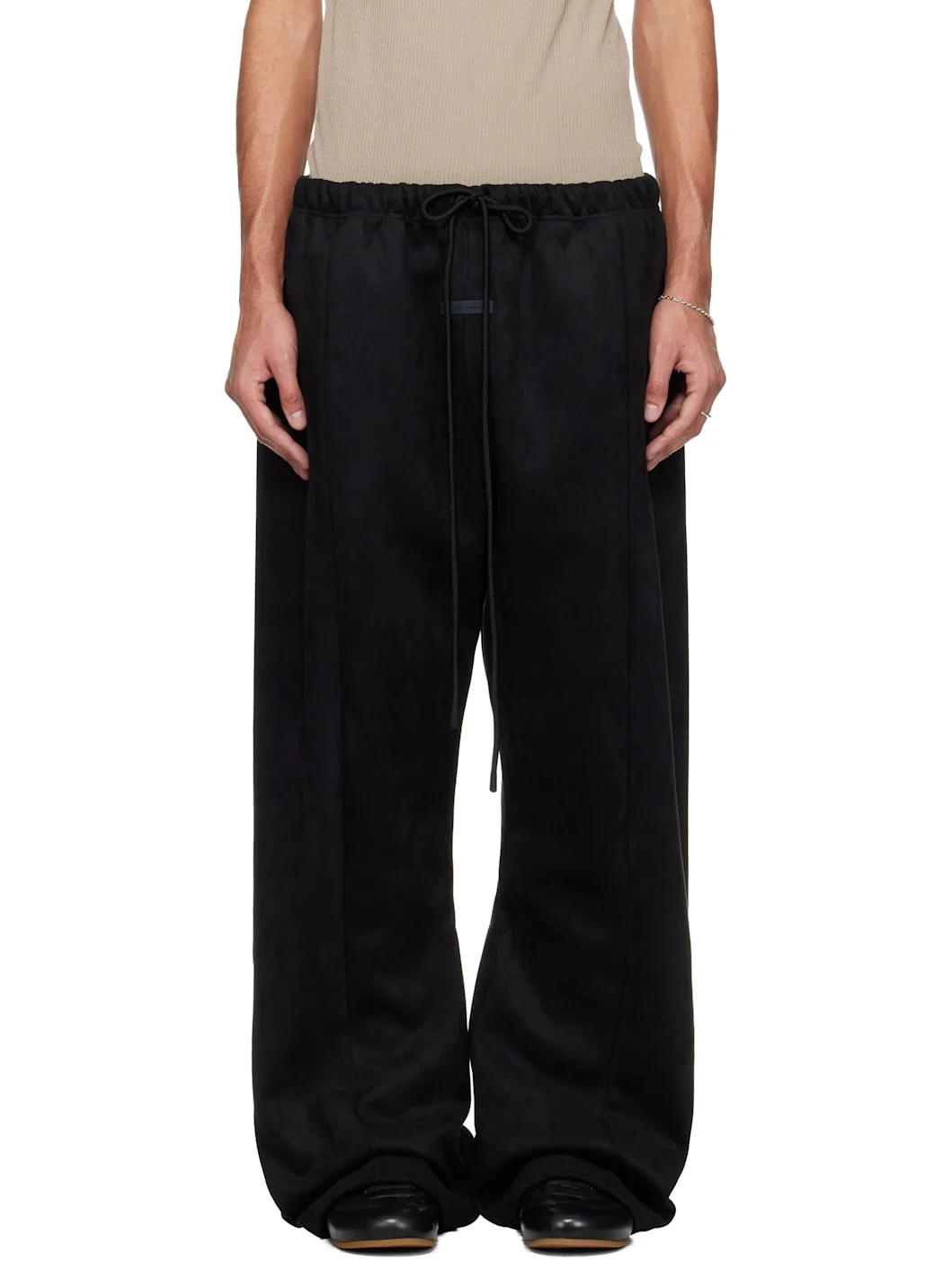 Black Holiday Flare Faux-Suede Sweatpants - 1