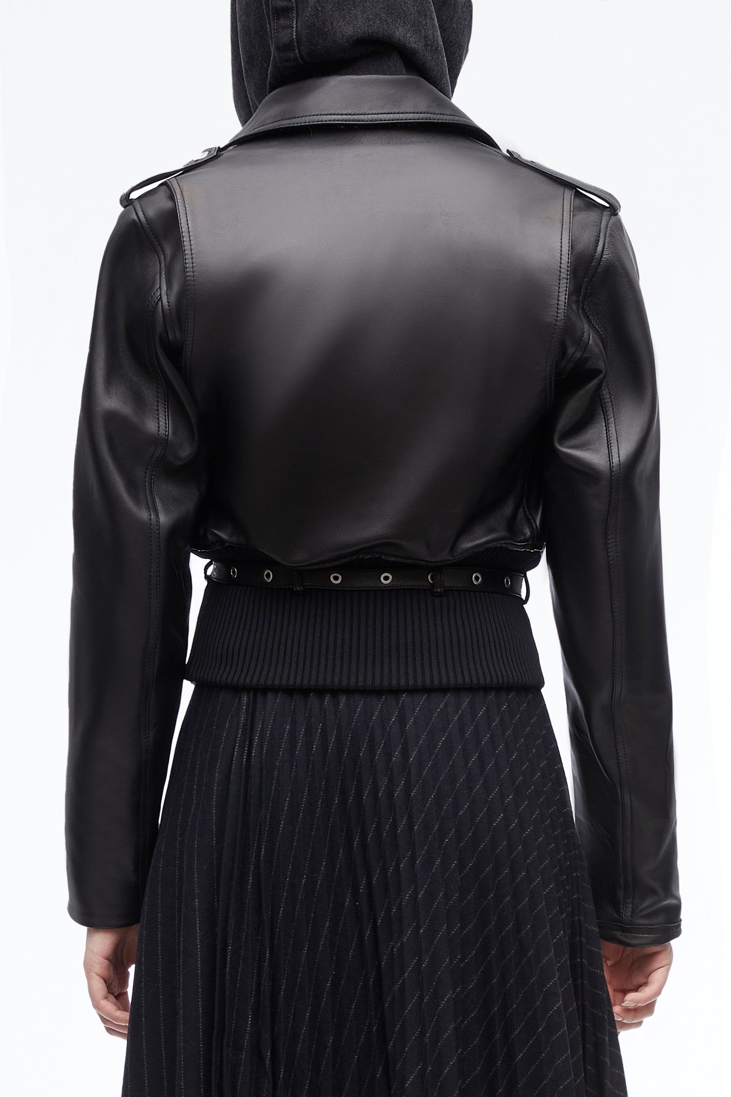 Belted Leather Biker Jacket - 5