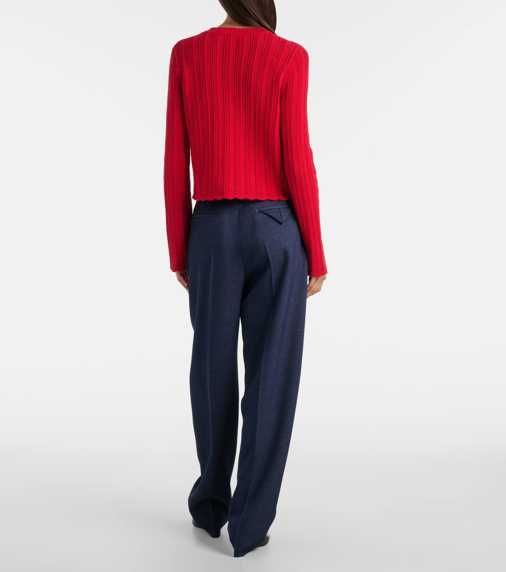 Mariette scalloped pointelle cotton cardigan - 3