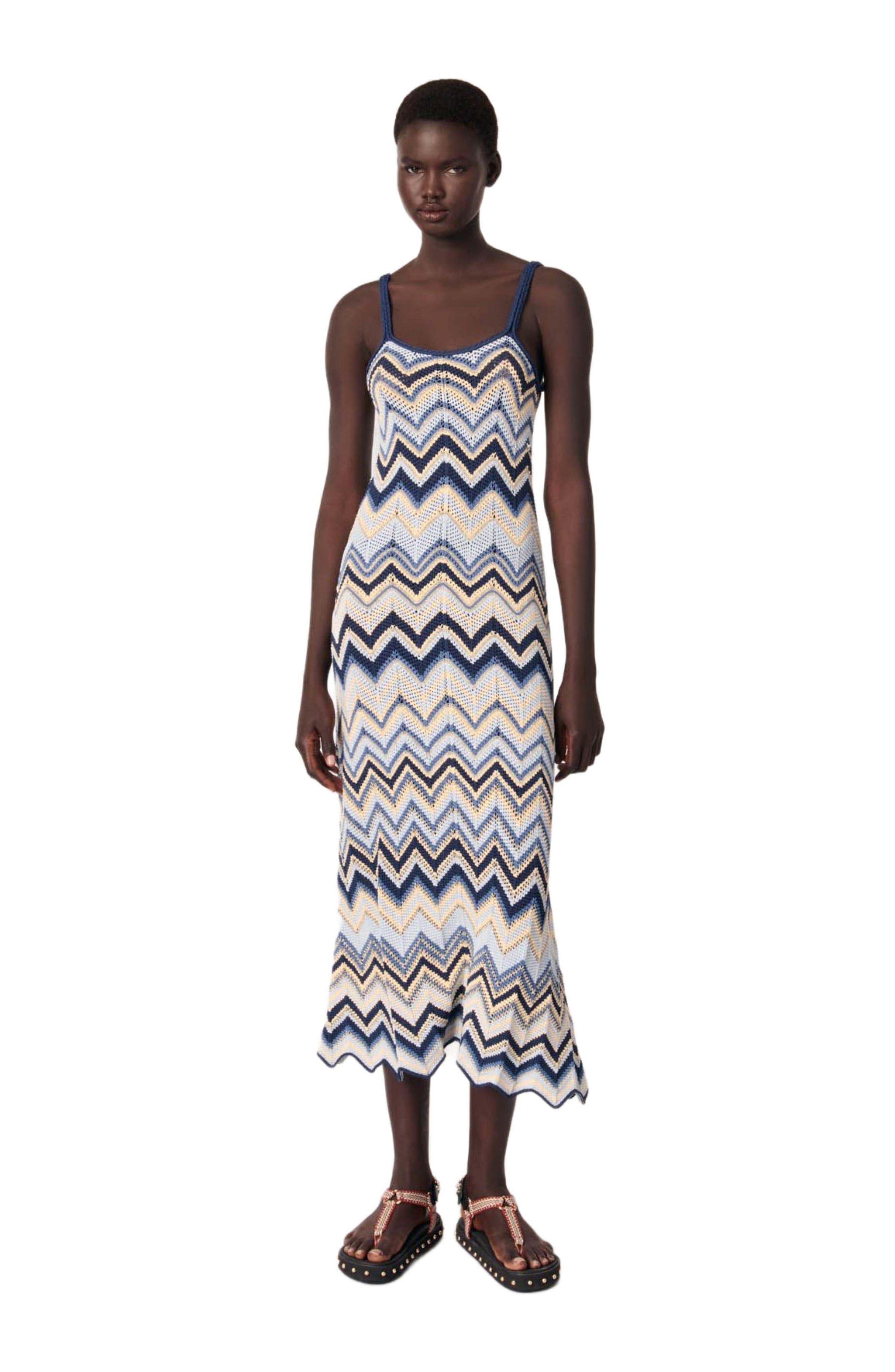 maje Crochet-knit maxi dress in Blue /Ecru at Nordstrom - 1
