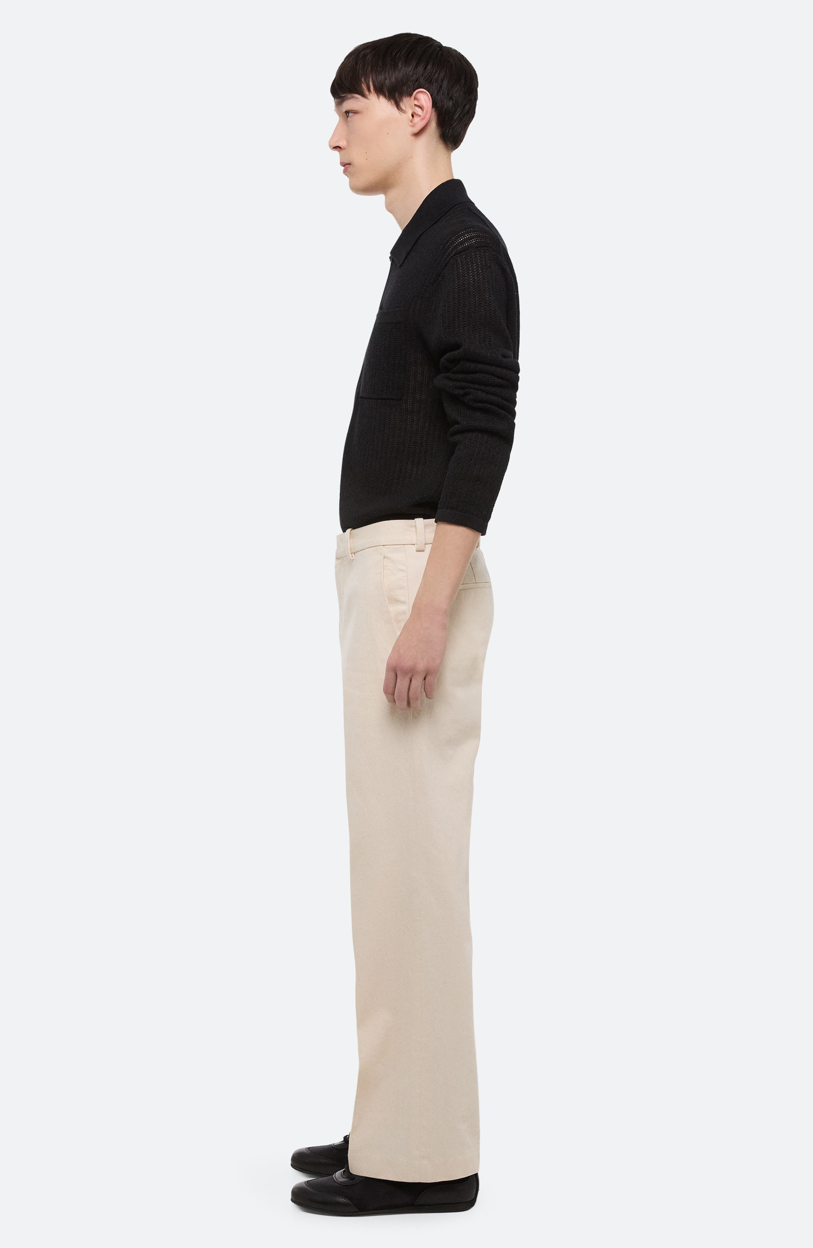 Helmut Lang Organic Cotton Straight Leg Pants in Ecru - 6