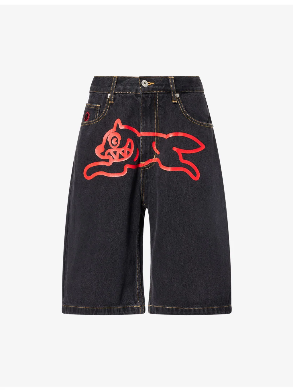 Running-Dog Graphic-Print Denim Shorts - 1