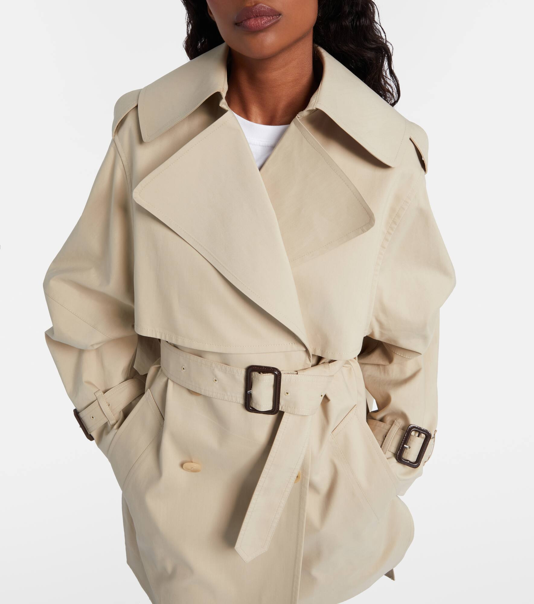 Double-breasted cotton trench coat - 4