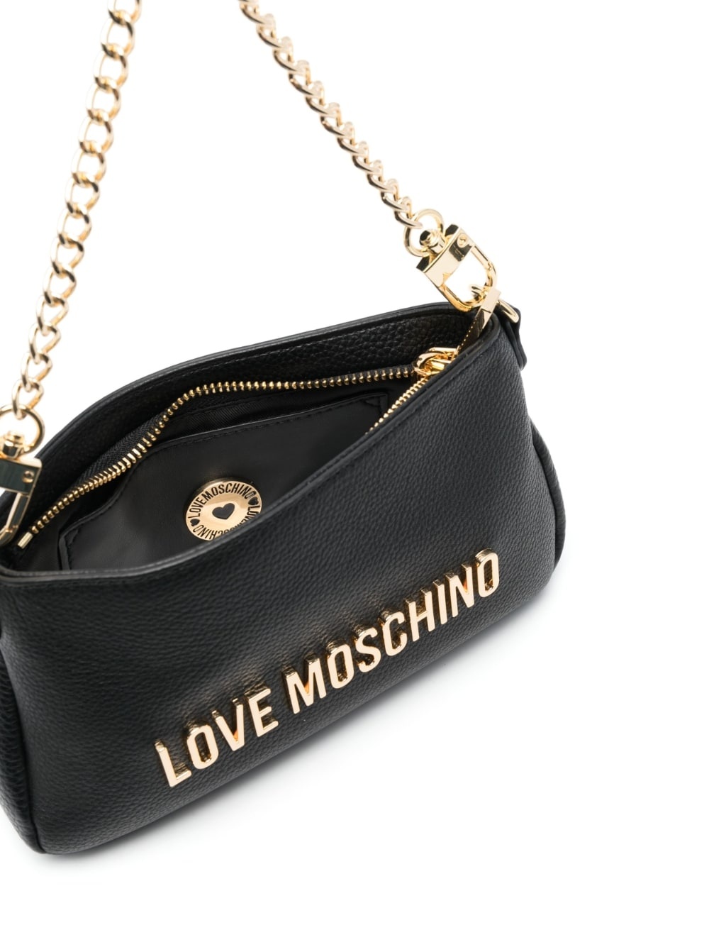 logo-lettering leather shoulder bag - 5