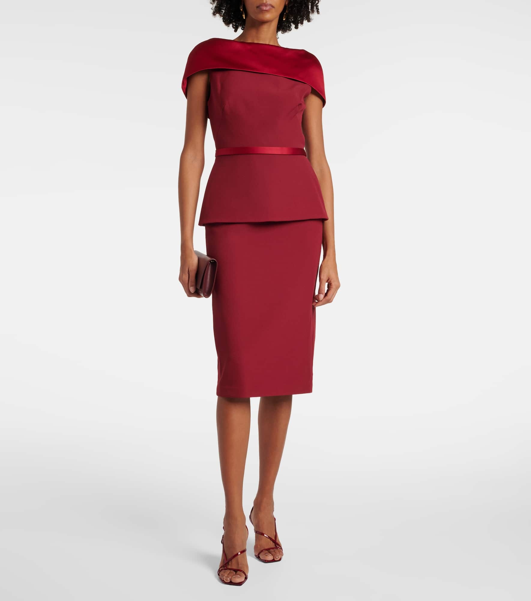 Rella draped peplum heavy crêpe midi dress - 2