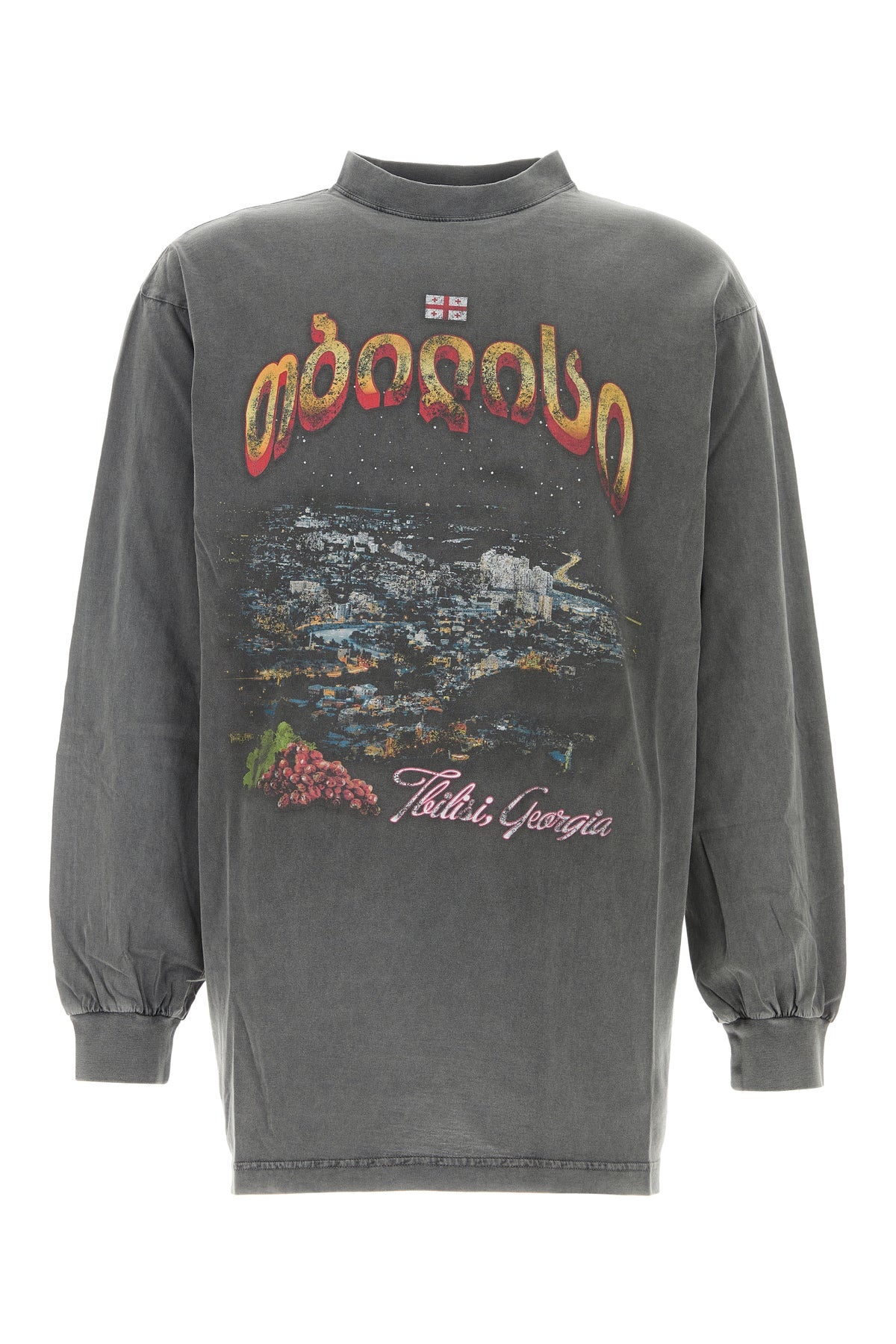 Charcoal cotton oversize Tbilisi t-shirt - 1