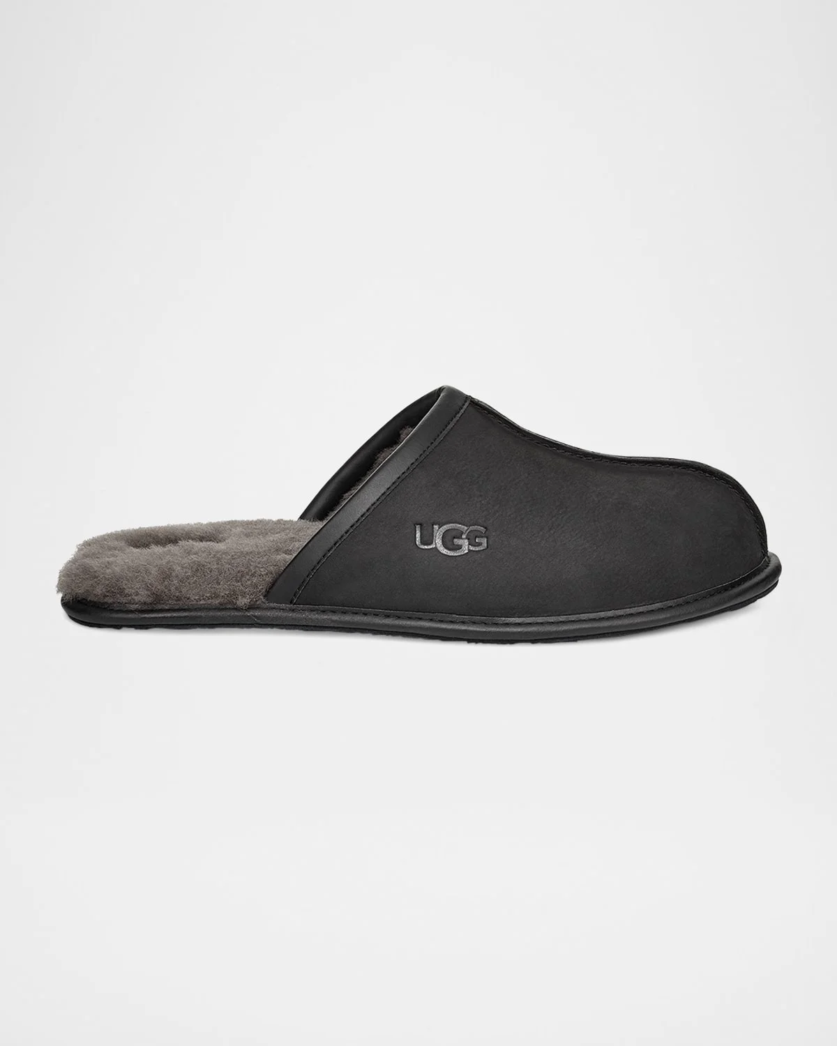 Men's Scuff Leather Mule Slippers w/ Wool Lining - 1