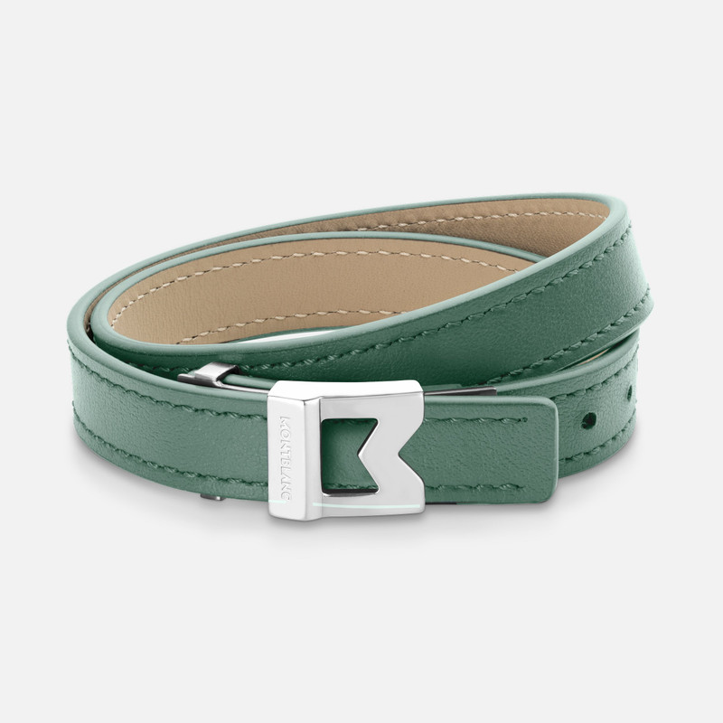 Bracelet M logo in pewter leather. Adjustable size 1