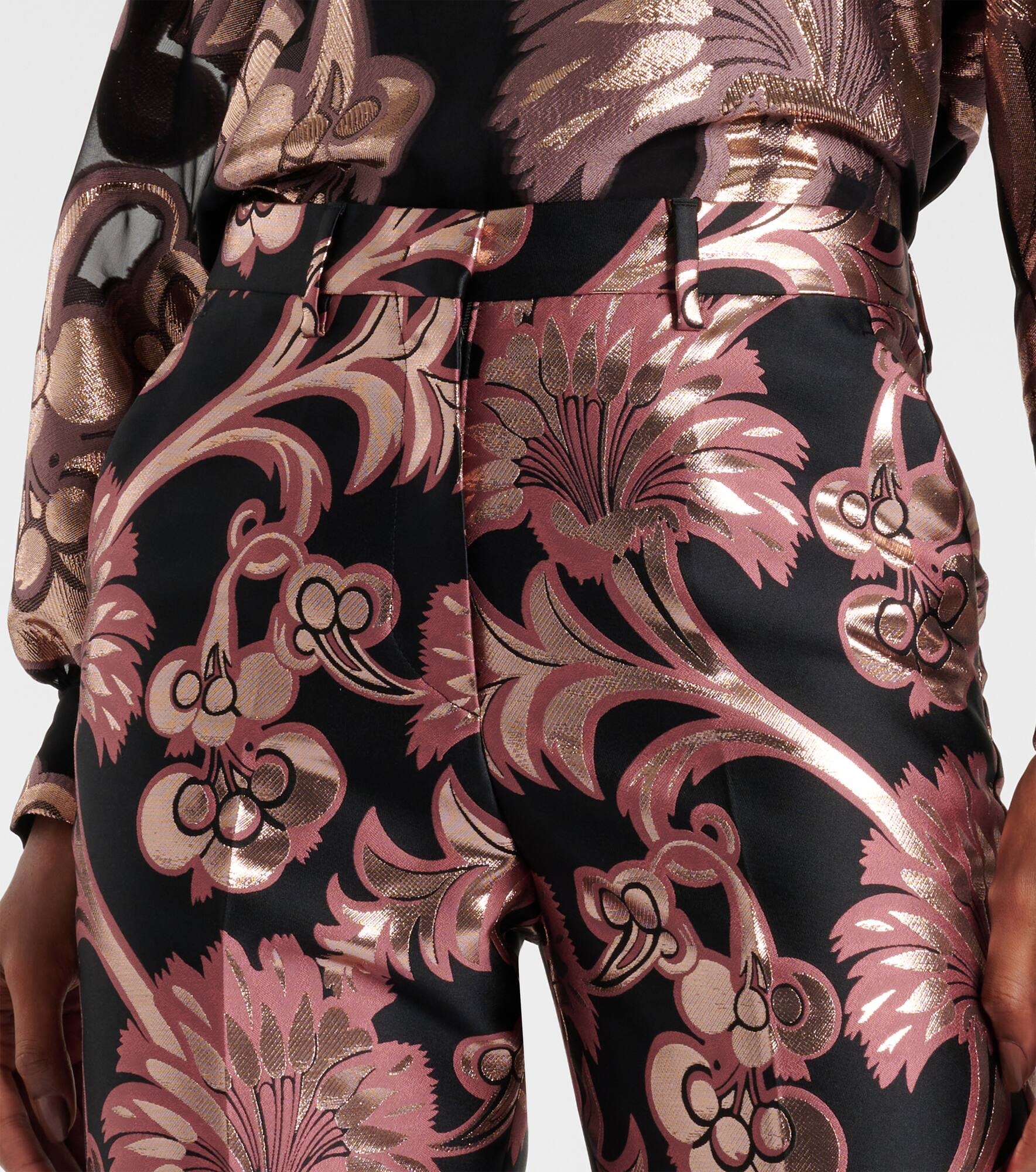 Floral jacquard suit pants - 4