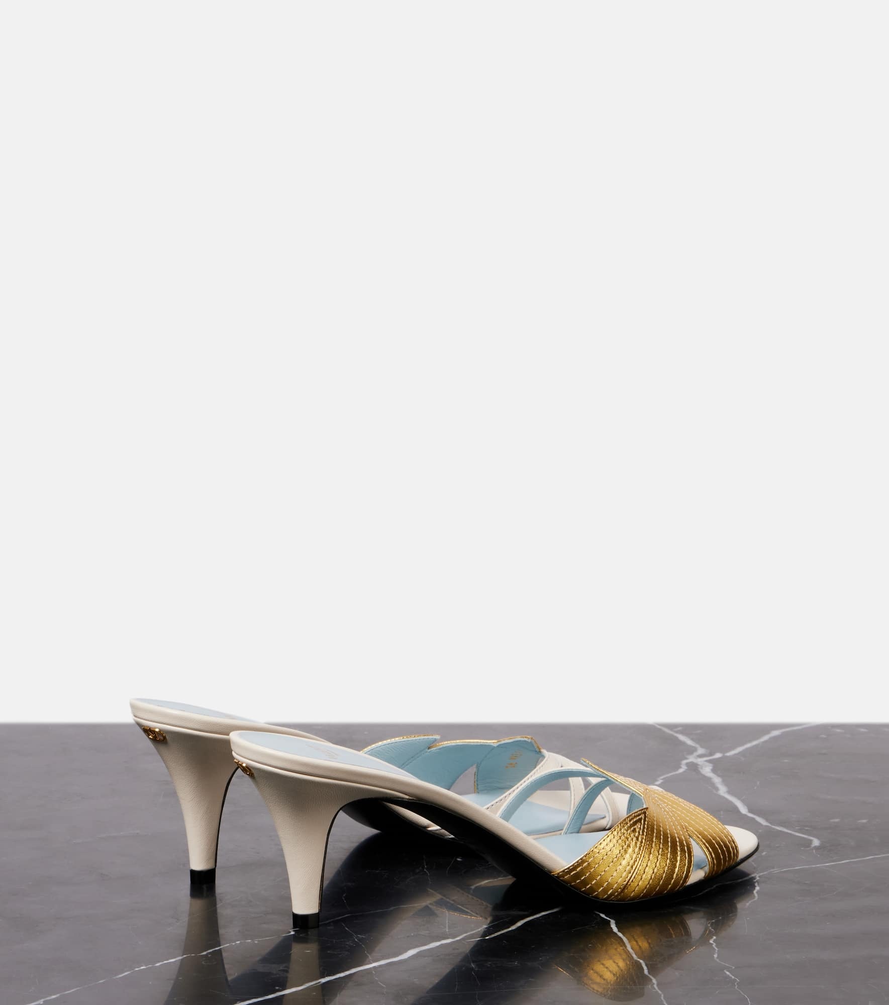 Foliefoliage metallic leather mules - 2