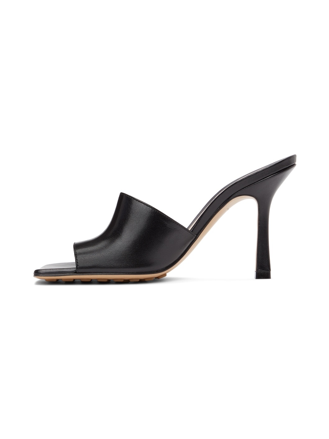 Black Stretch Heeled Mules - 3