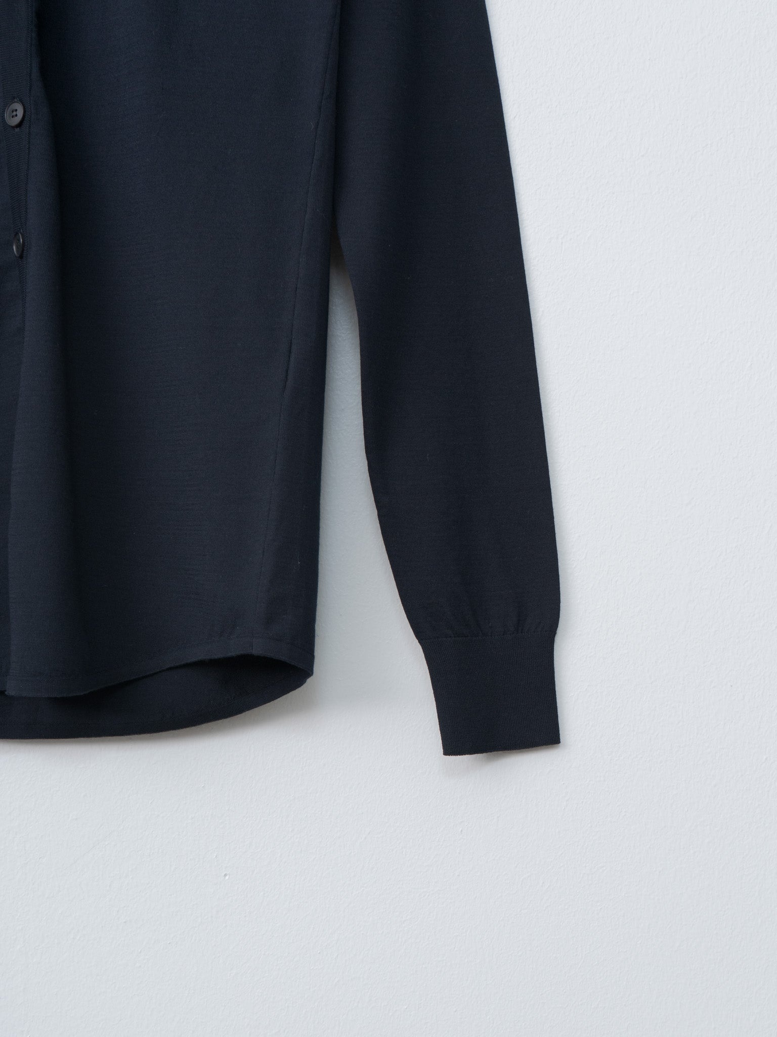 Super High Gauge Cotton Knit Shirt Cardigan - Dark Navy - 6