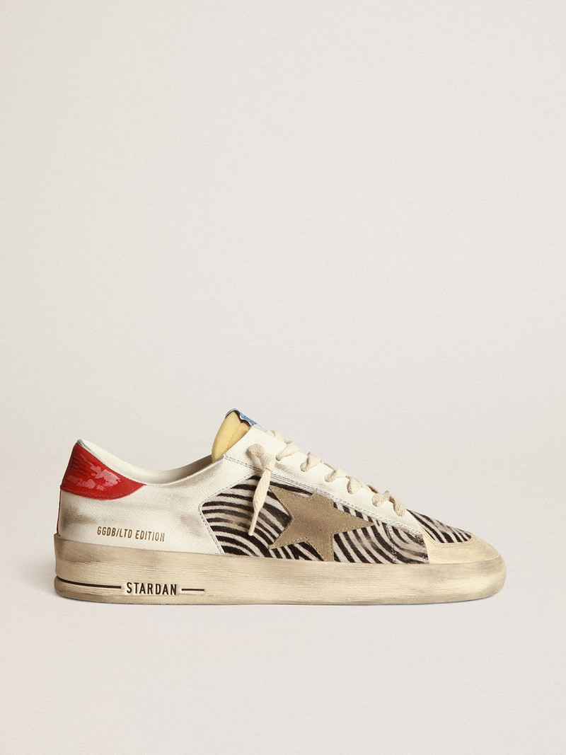 Men’s Stardan LAB in zebra-print pony skin with ice-gray star - 1