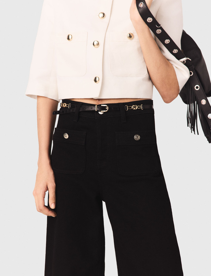 maje Slim croc-effect leather belt outlook