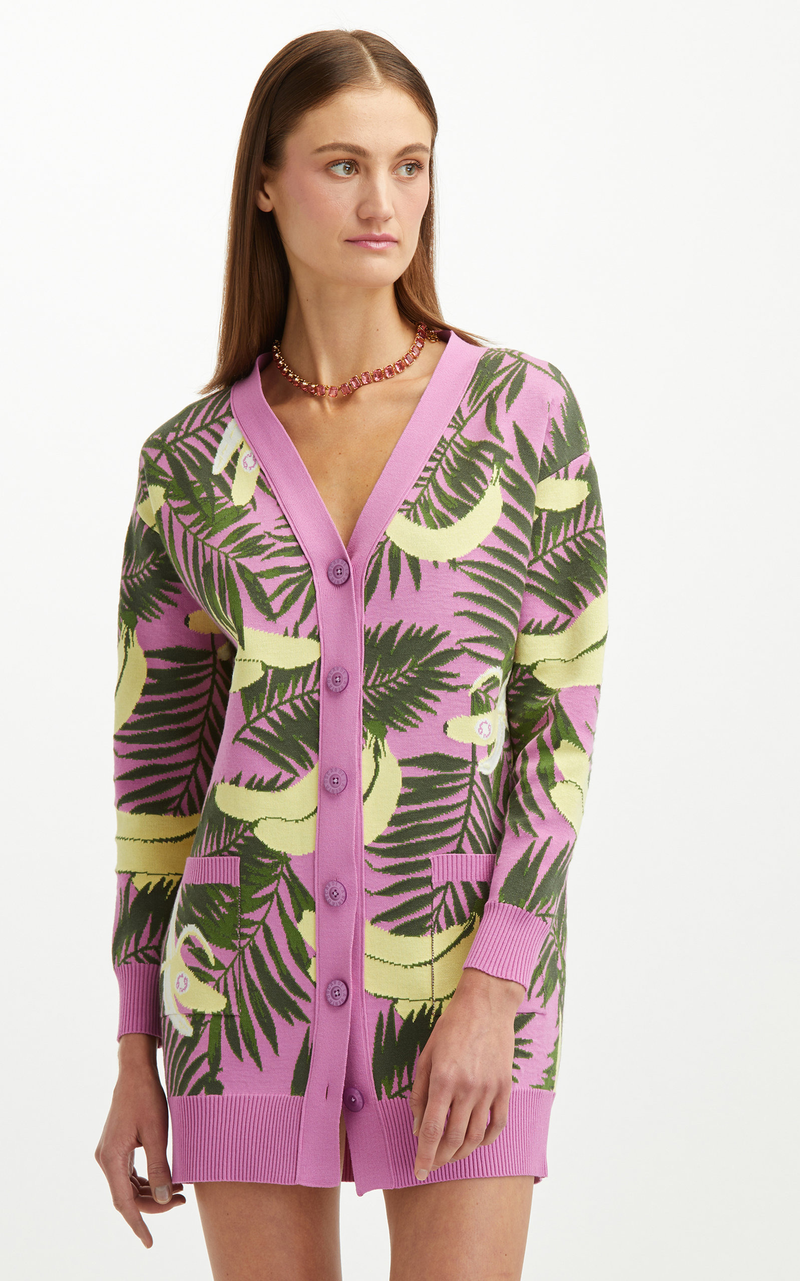 Banana-Intarsia Knitted Cardigan print - 3