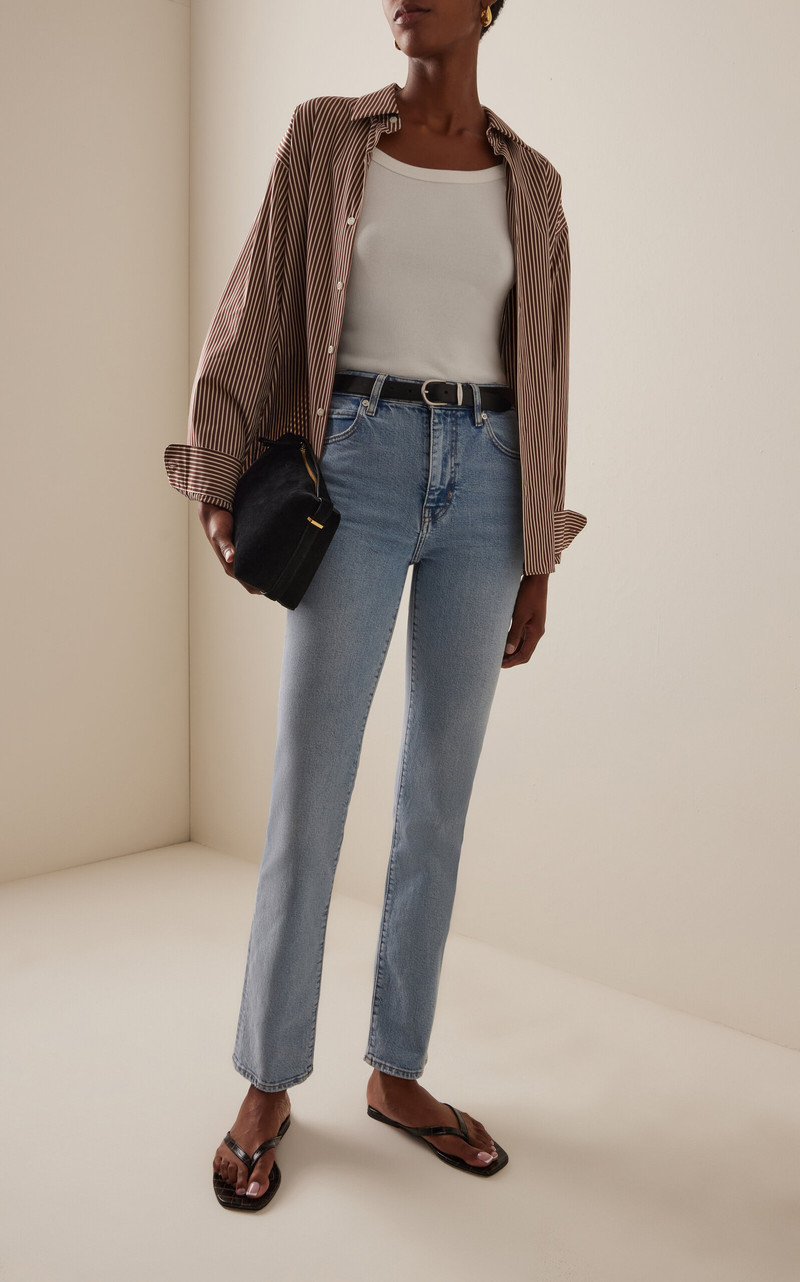 FRAME The Ruler Stretch High-Rise Straight-Leg Jeans light wash outlook