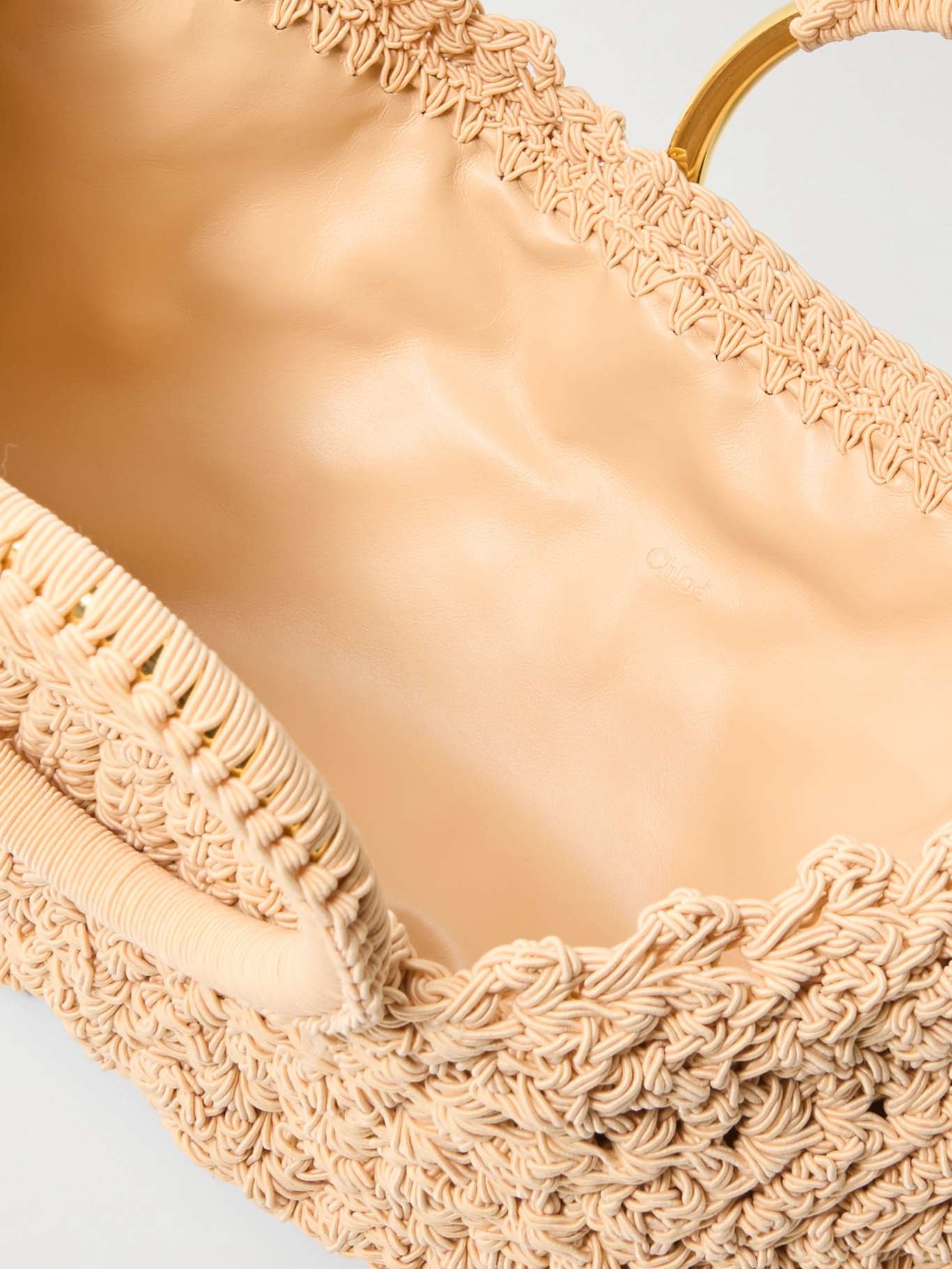 Bracelet Paravent embroidered faux raffia tote Peach - 5