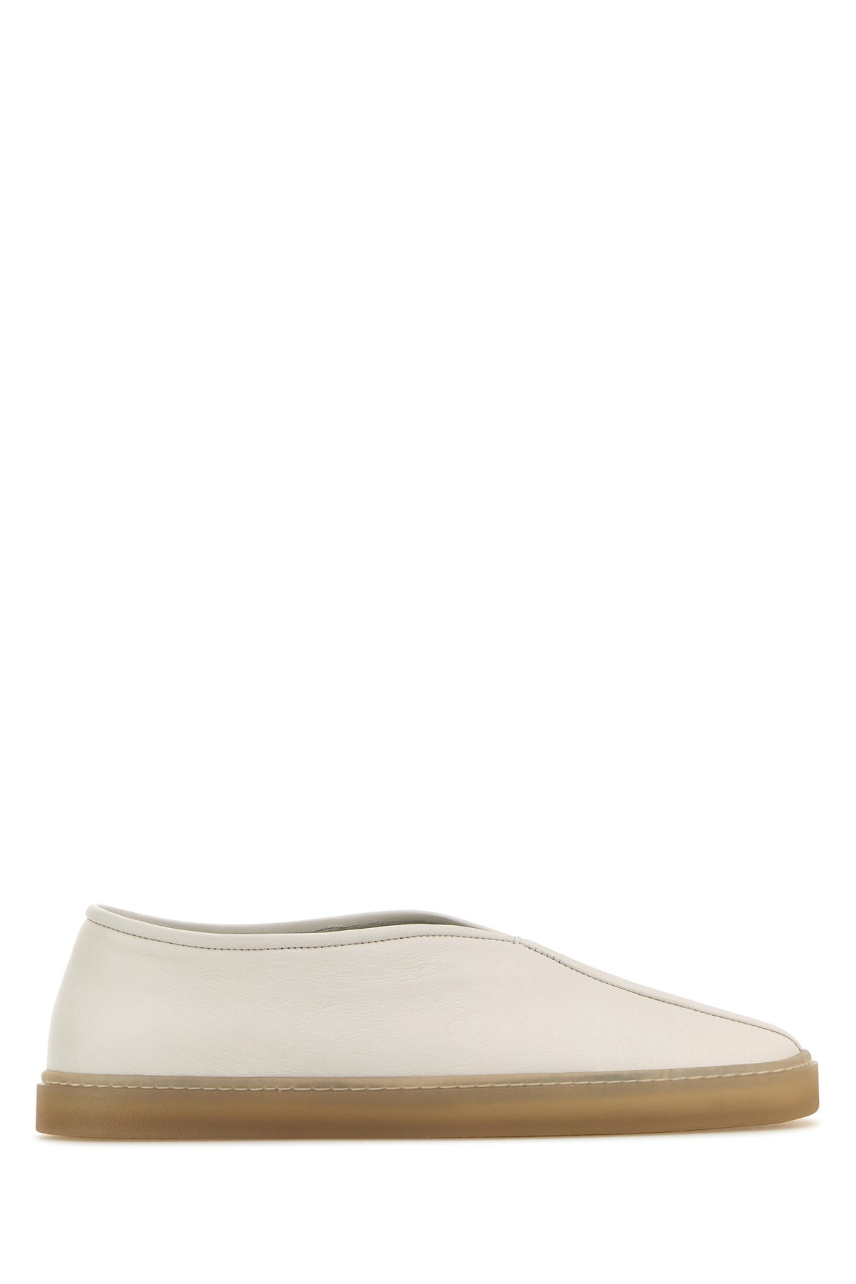 White leather Linoleum slip ons - 1