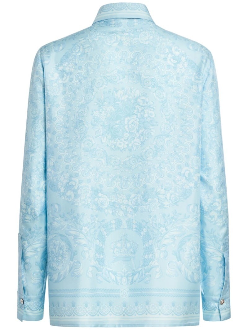 Barocco print silk twill formal shirt - 5