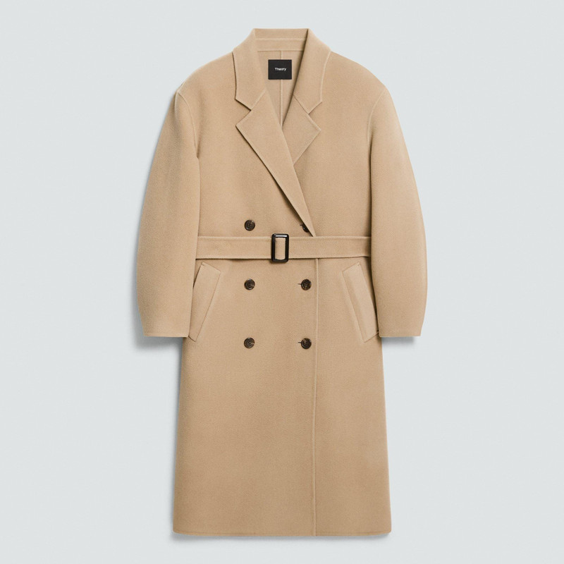 Long Trench Coat in Textured Wool-Cashmere 1