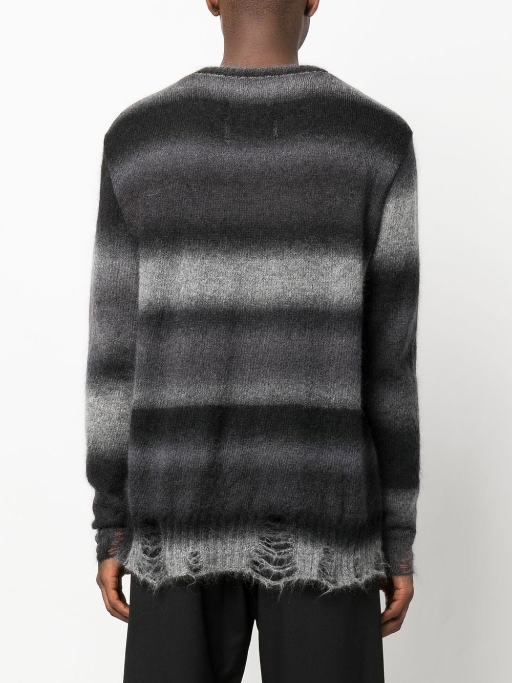 stripe-print distressed-effect jumper - 4