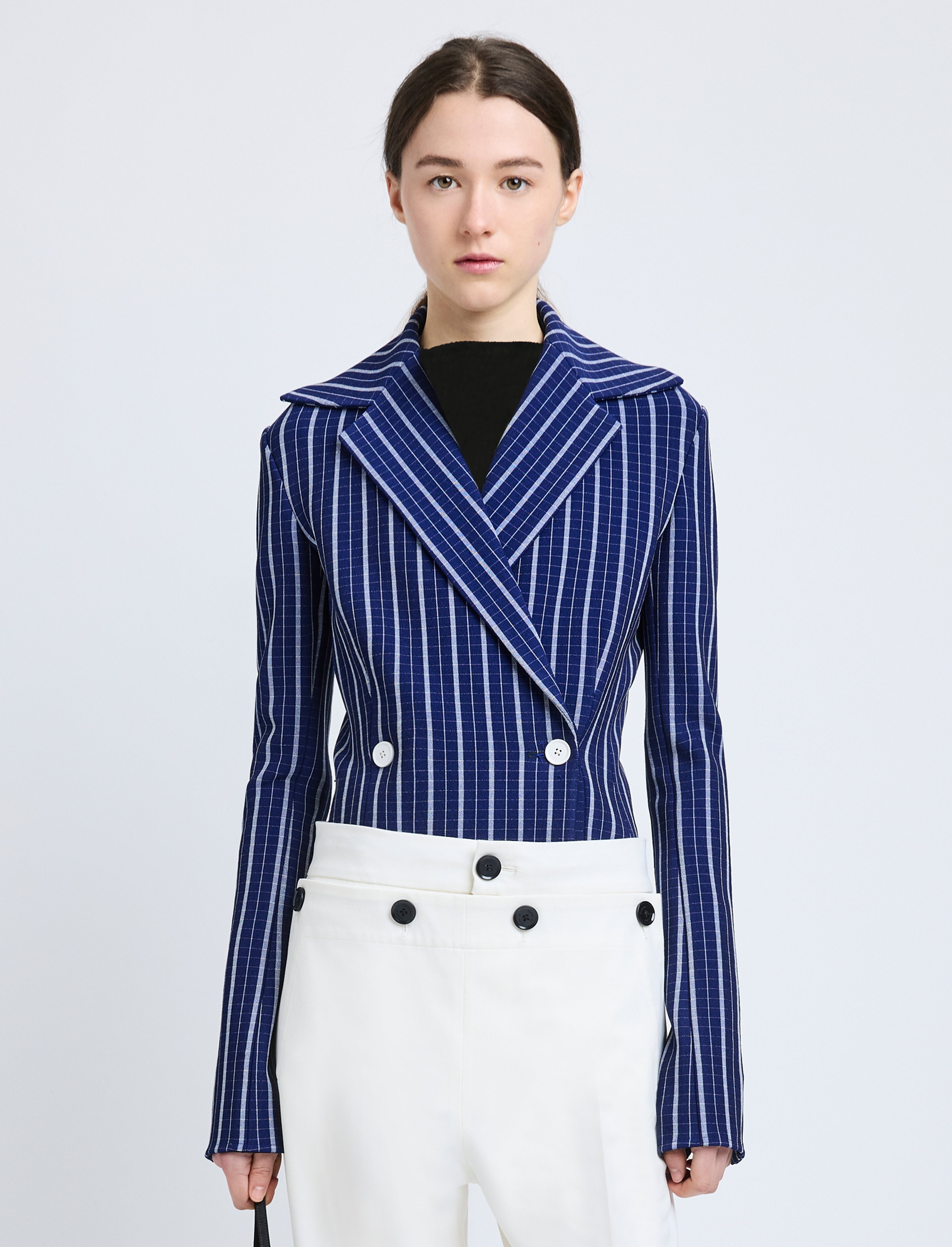 Marine Jacket in Plaid Bi-Stretch Viscose - 2