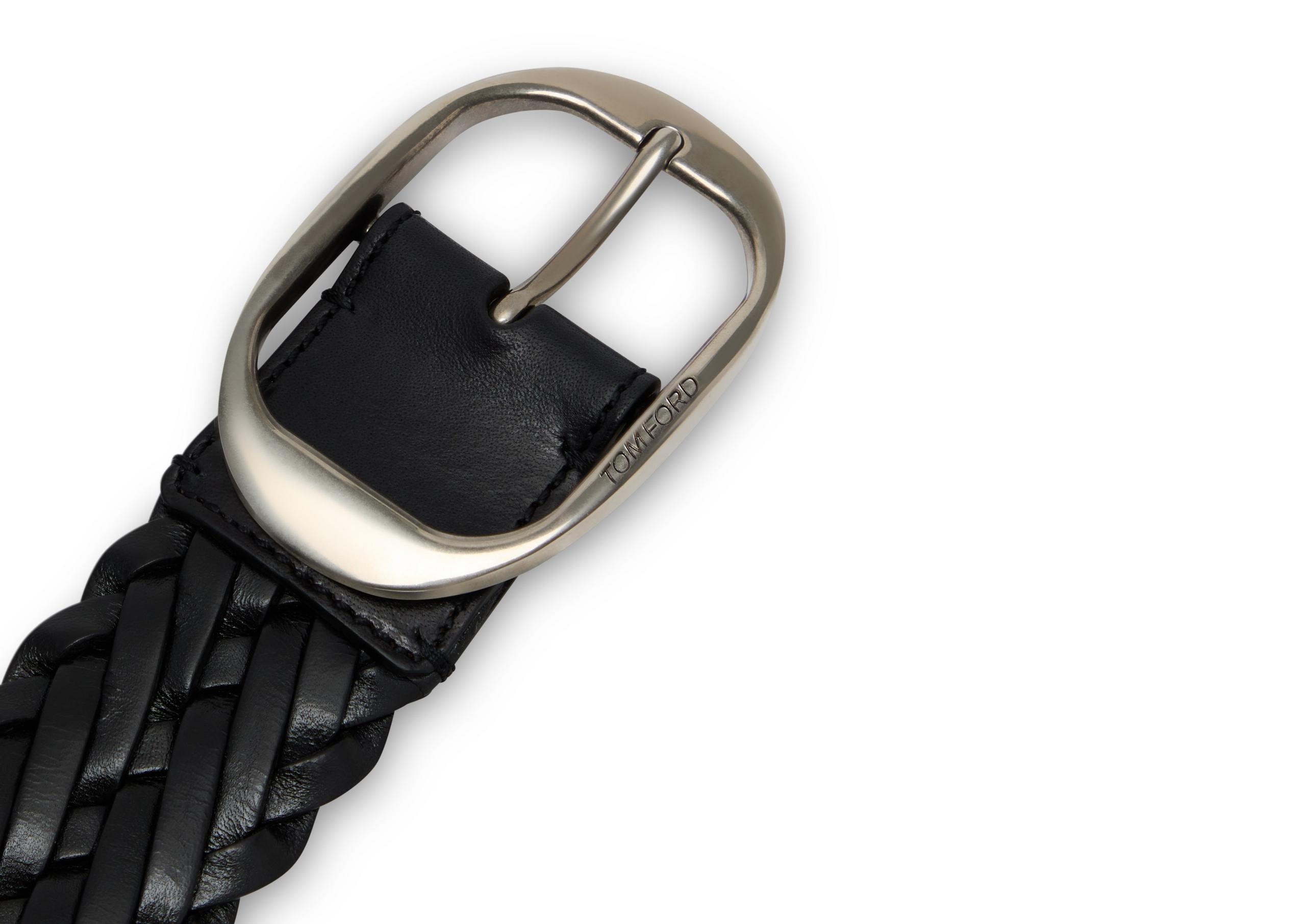 WOVEN LEATHER OVAL BELT - 3