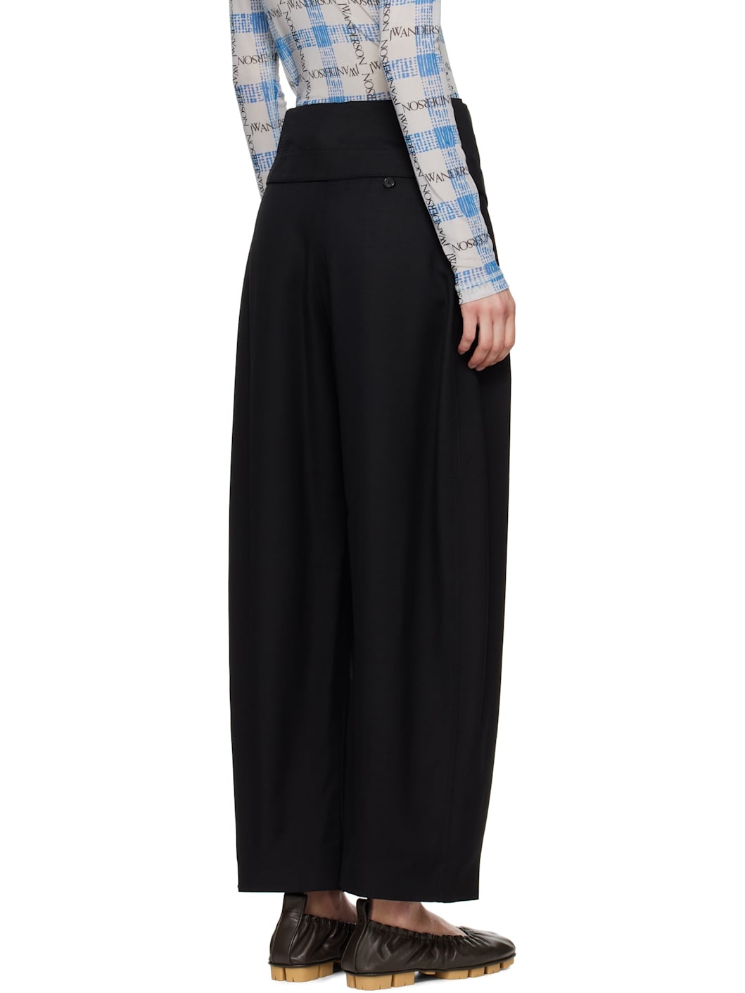 Black Fold-Over Trousers - 3
