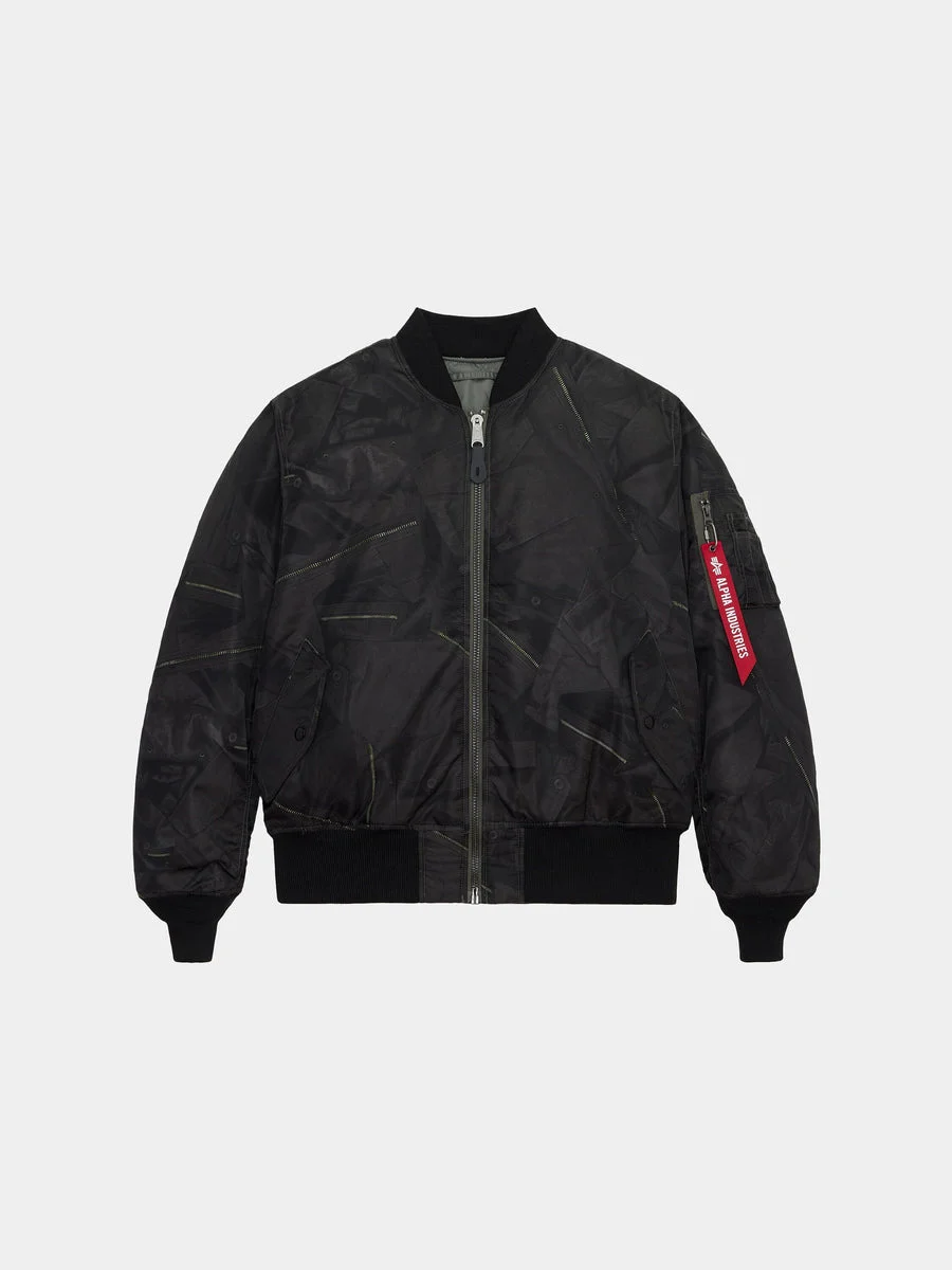 MA-1 ZIPPERED PRINT FLIGHT JACKET - 1