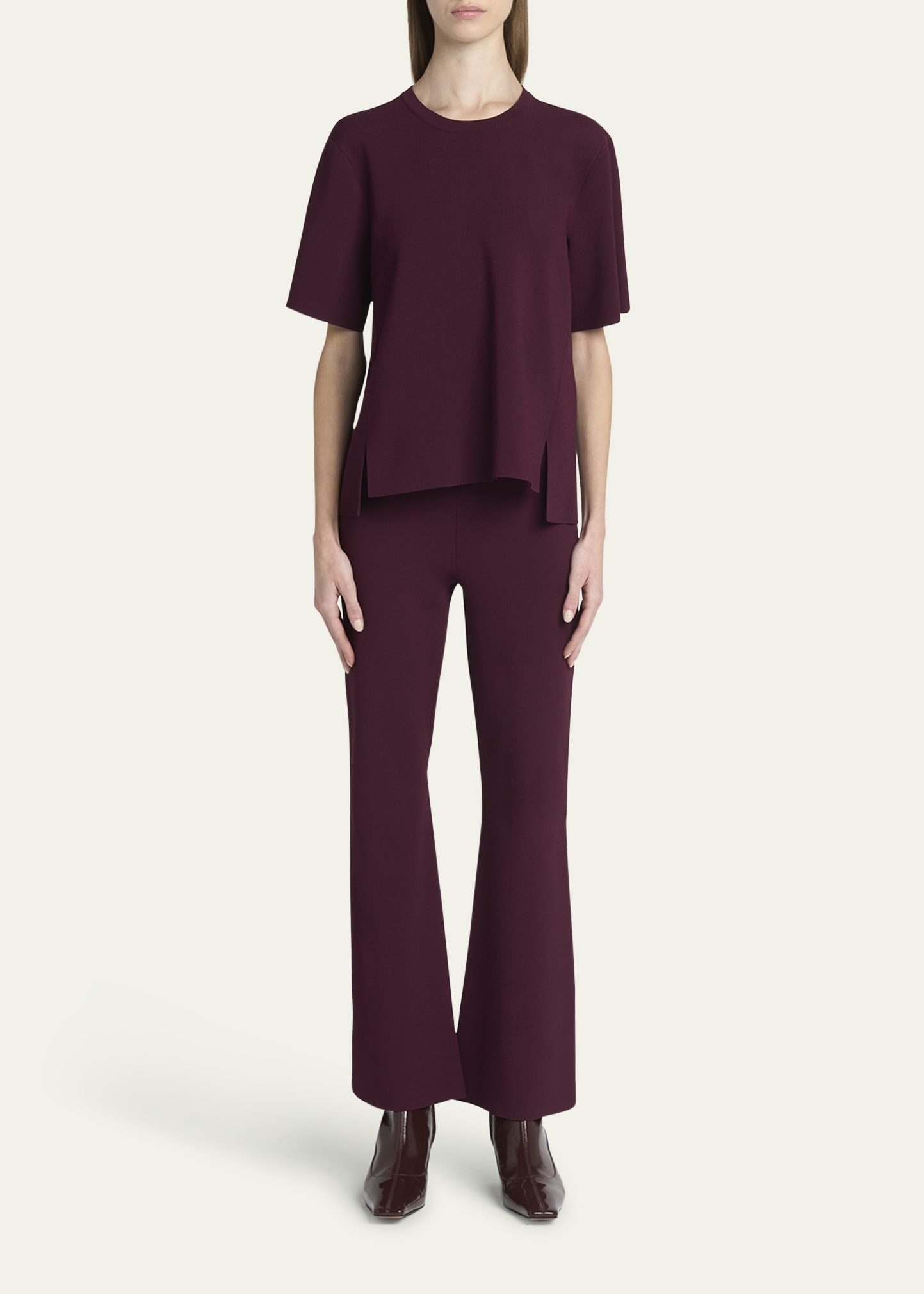 Short-Sleeve Compact Knit Top - 2