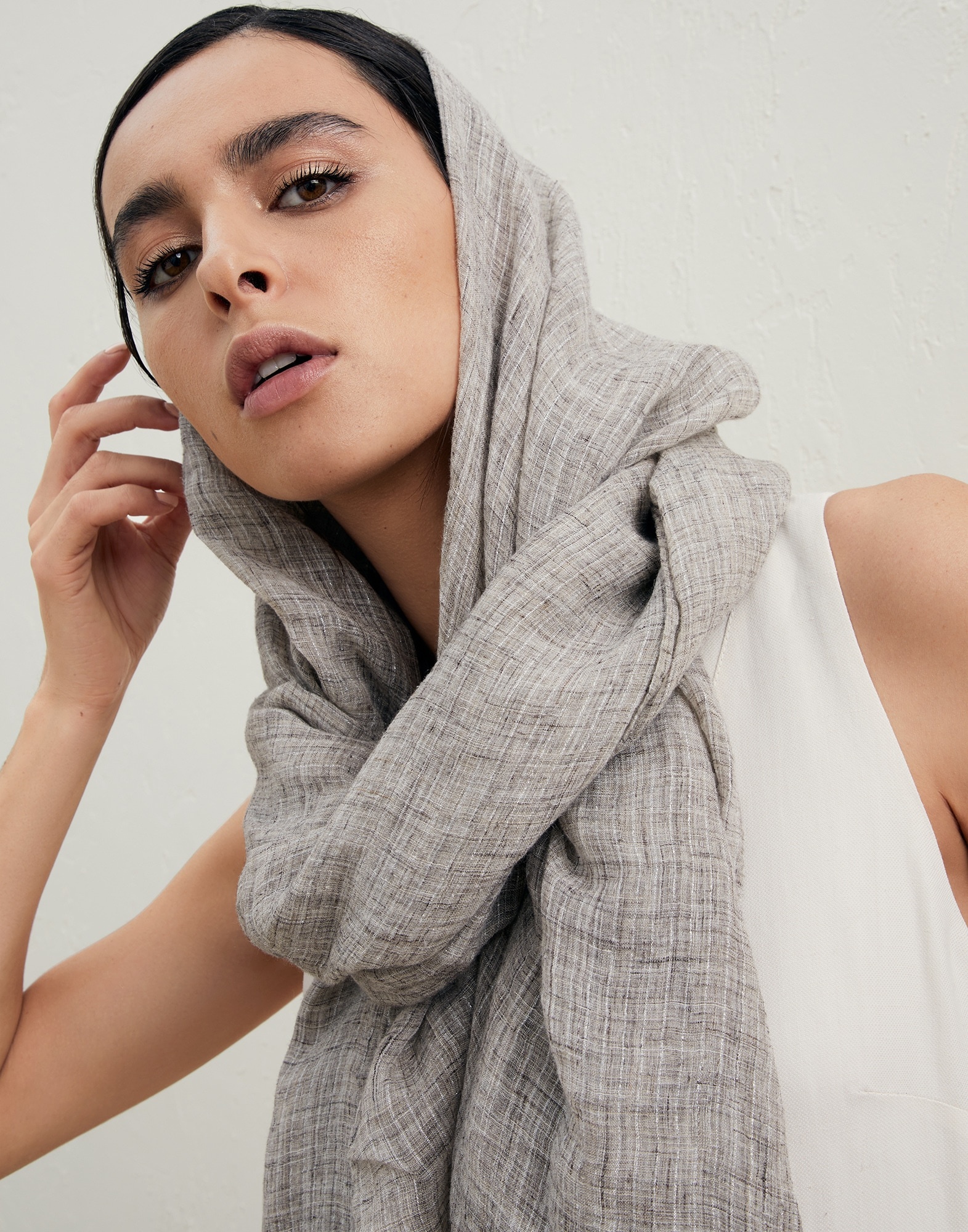 Sparkling mélange linen scarf - 4