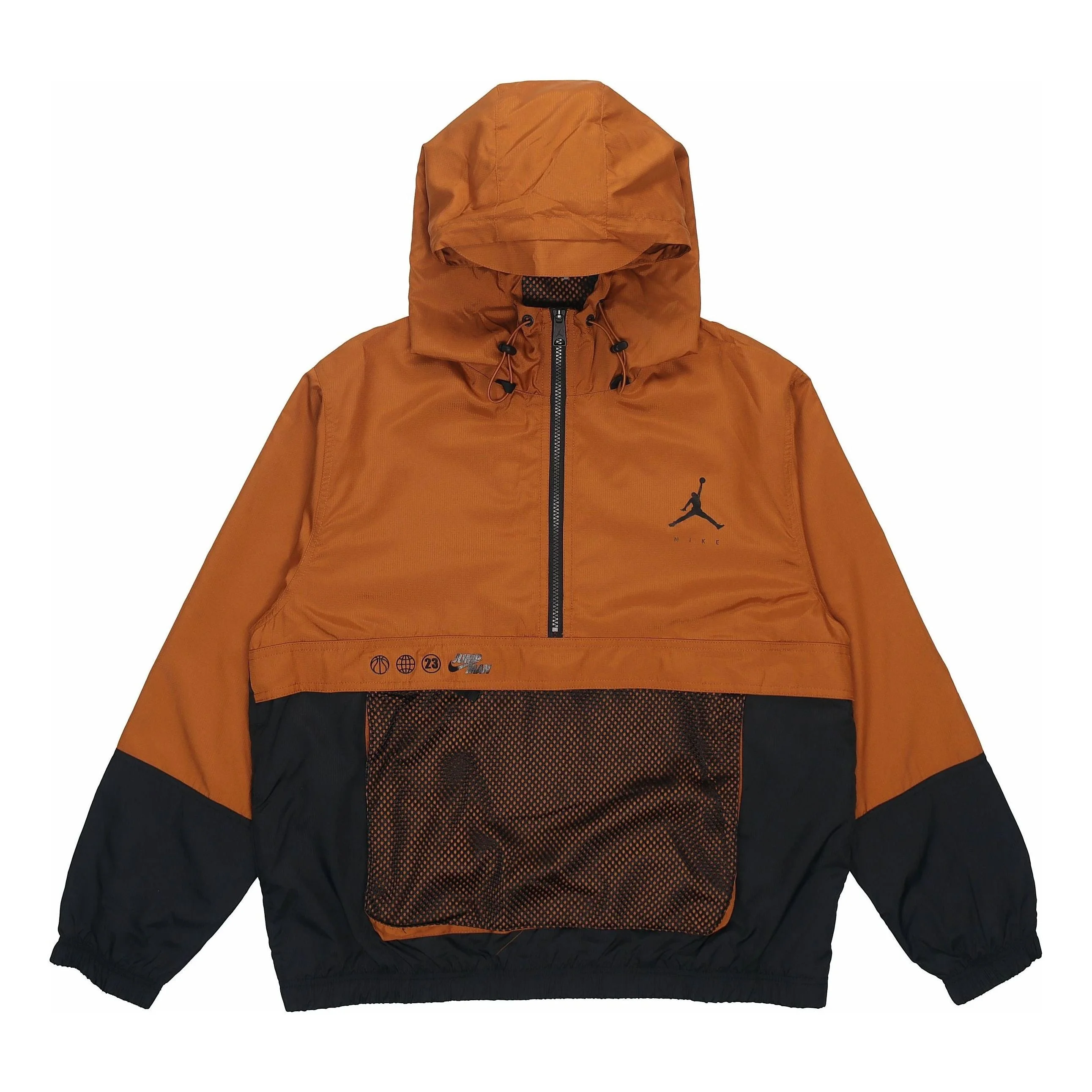 Air Jordan SS22 Half Zipper Breathable Knit Hooded Jacket Brown DJ0247-241 - 1