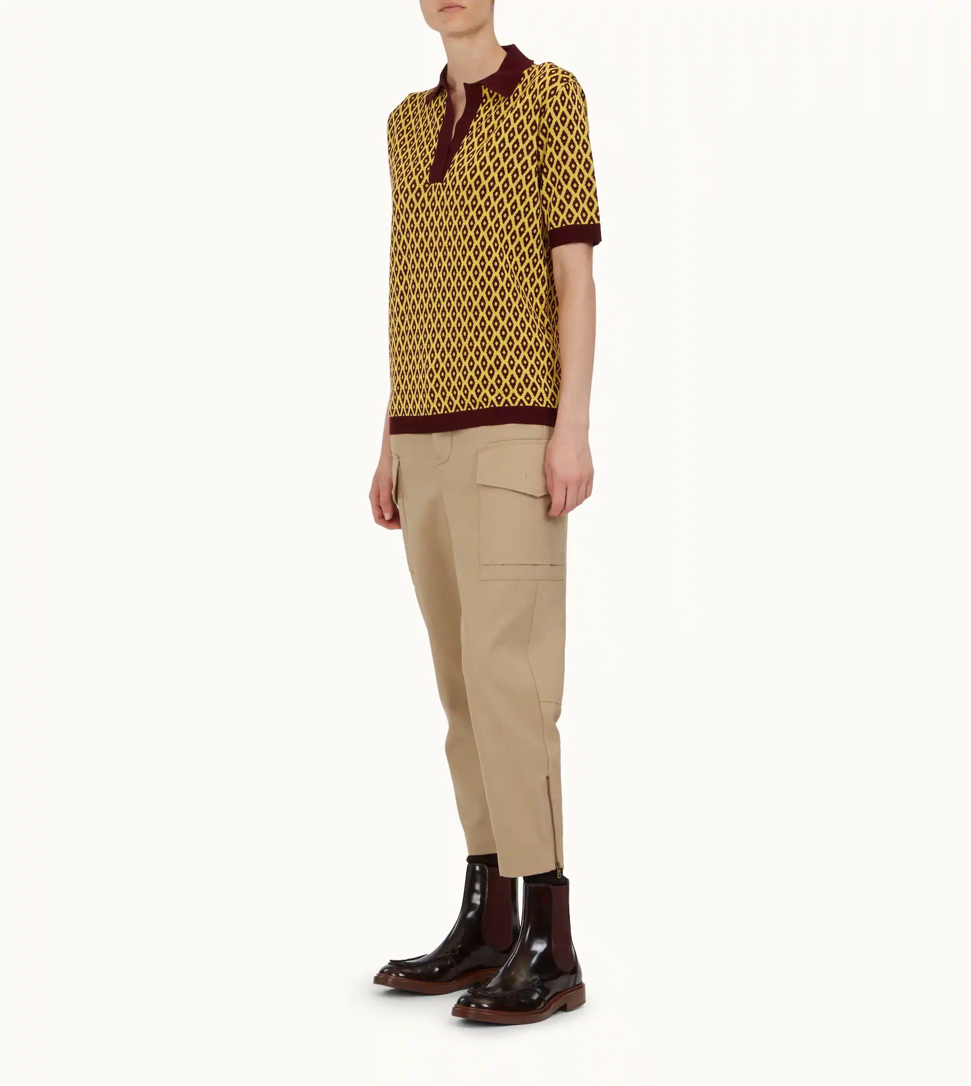 KNITTED POLO - YELLOW, BURGUNDY - 2