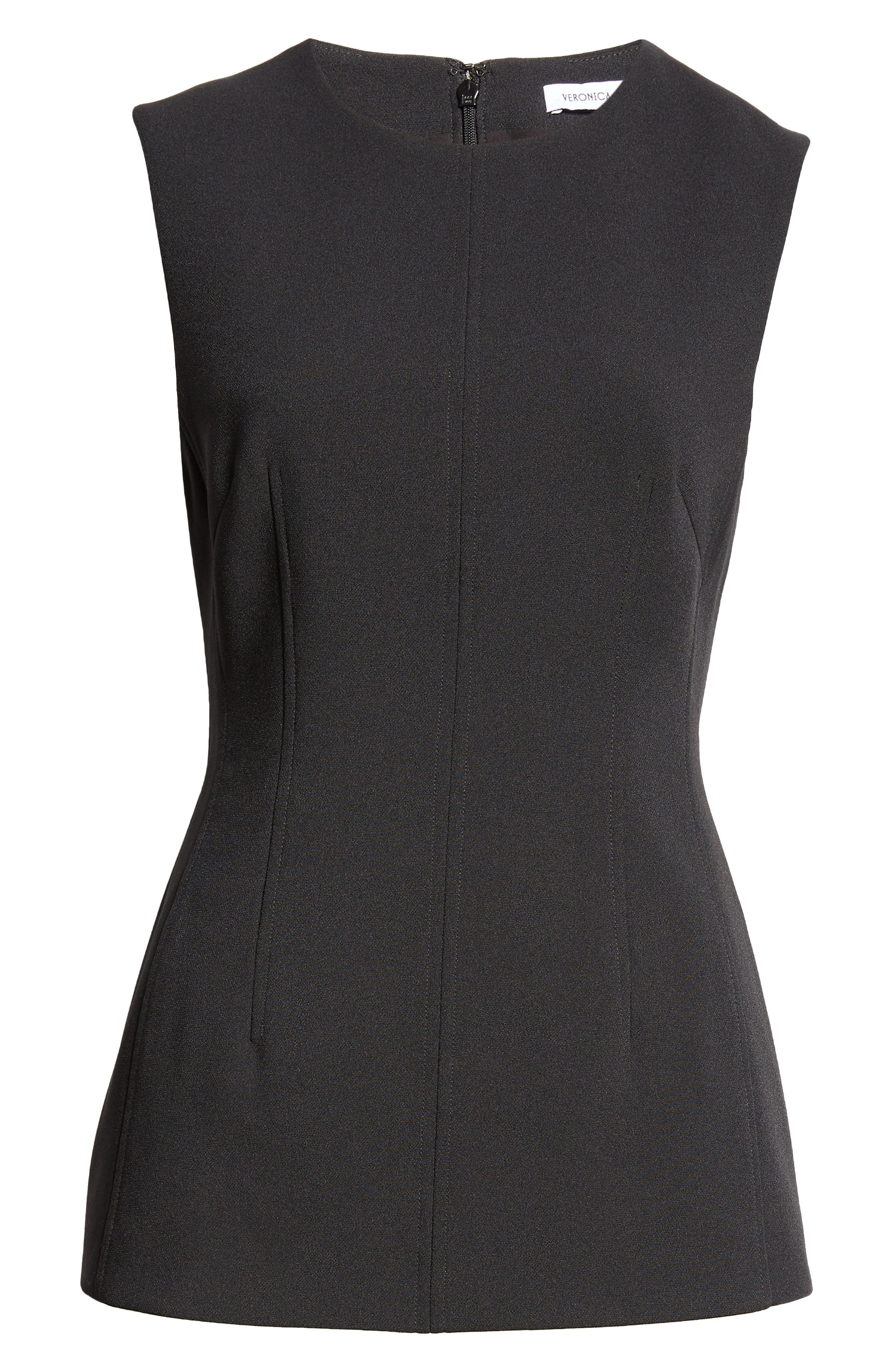 Veronica Beard Faith Sleeveless Fitted Tunic Top in Black at Nordstrom - 6