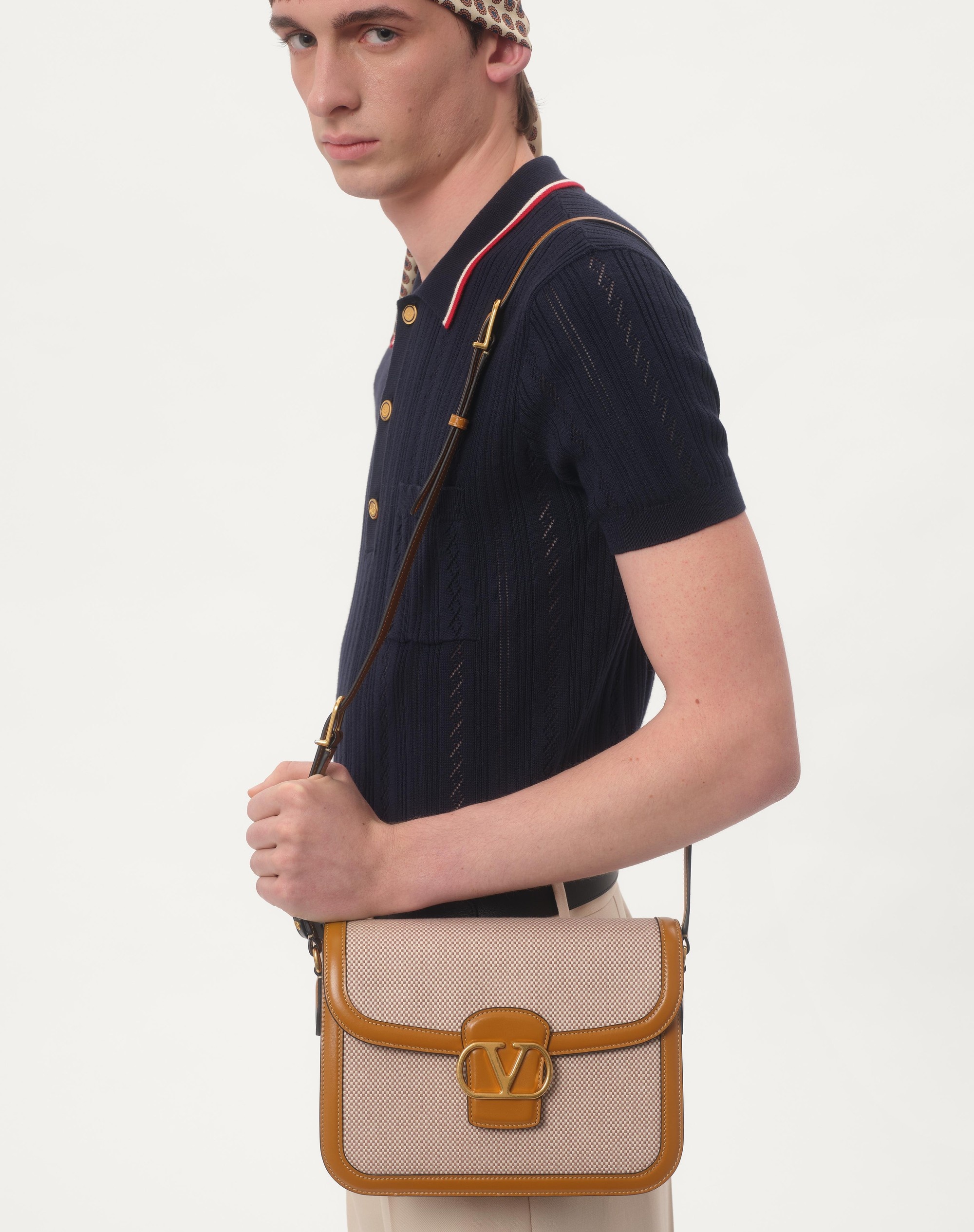 VALENTINO RIBBED COTTON POLO SHIRT WITH EMBOSSED DETAIL - 3