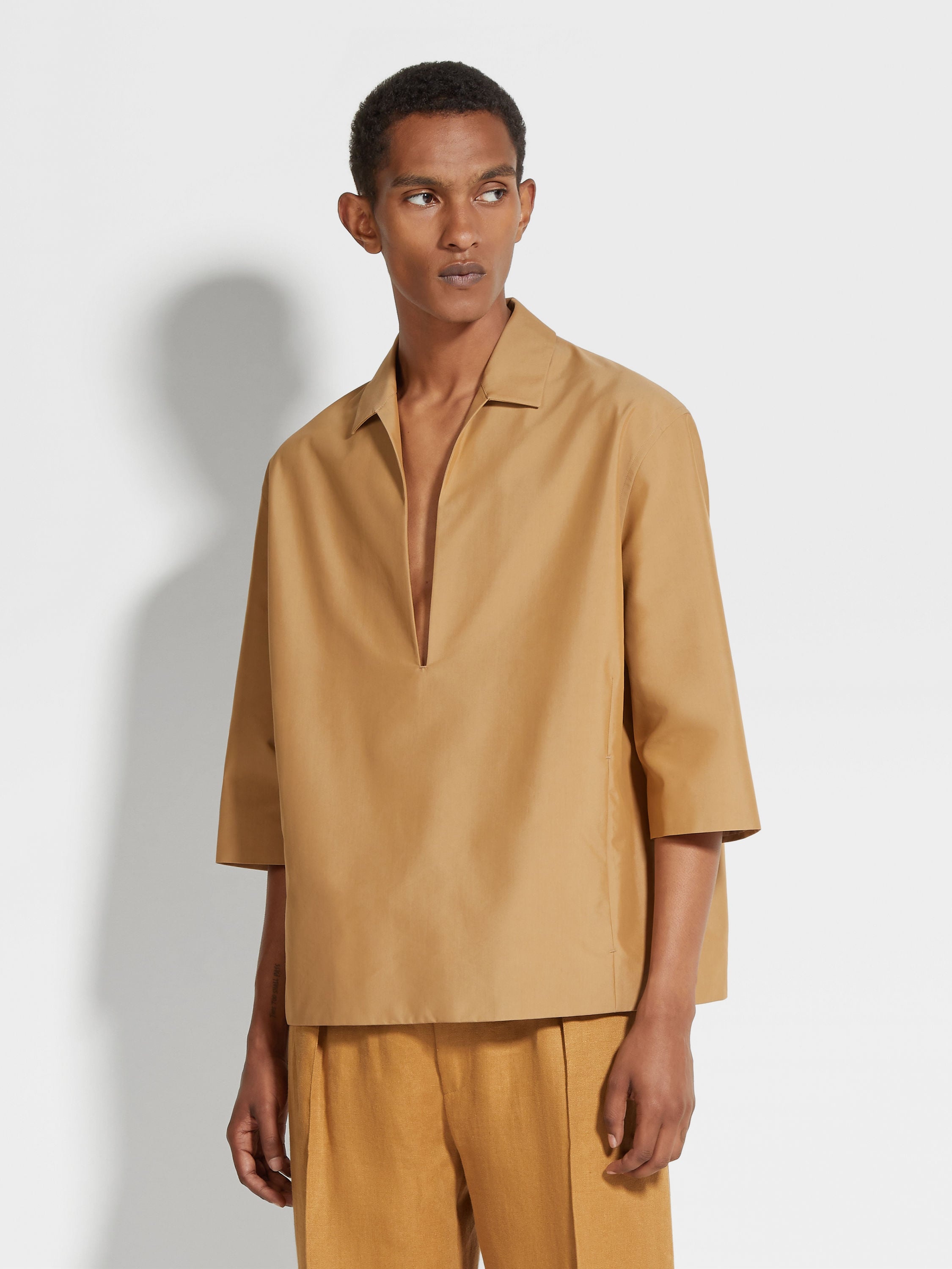 DARK BEIGE OASI LINO SHIRT - 4