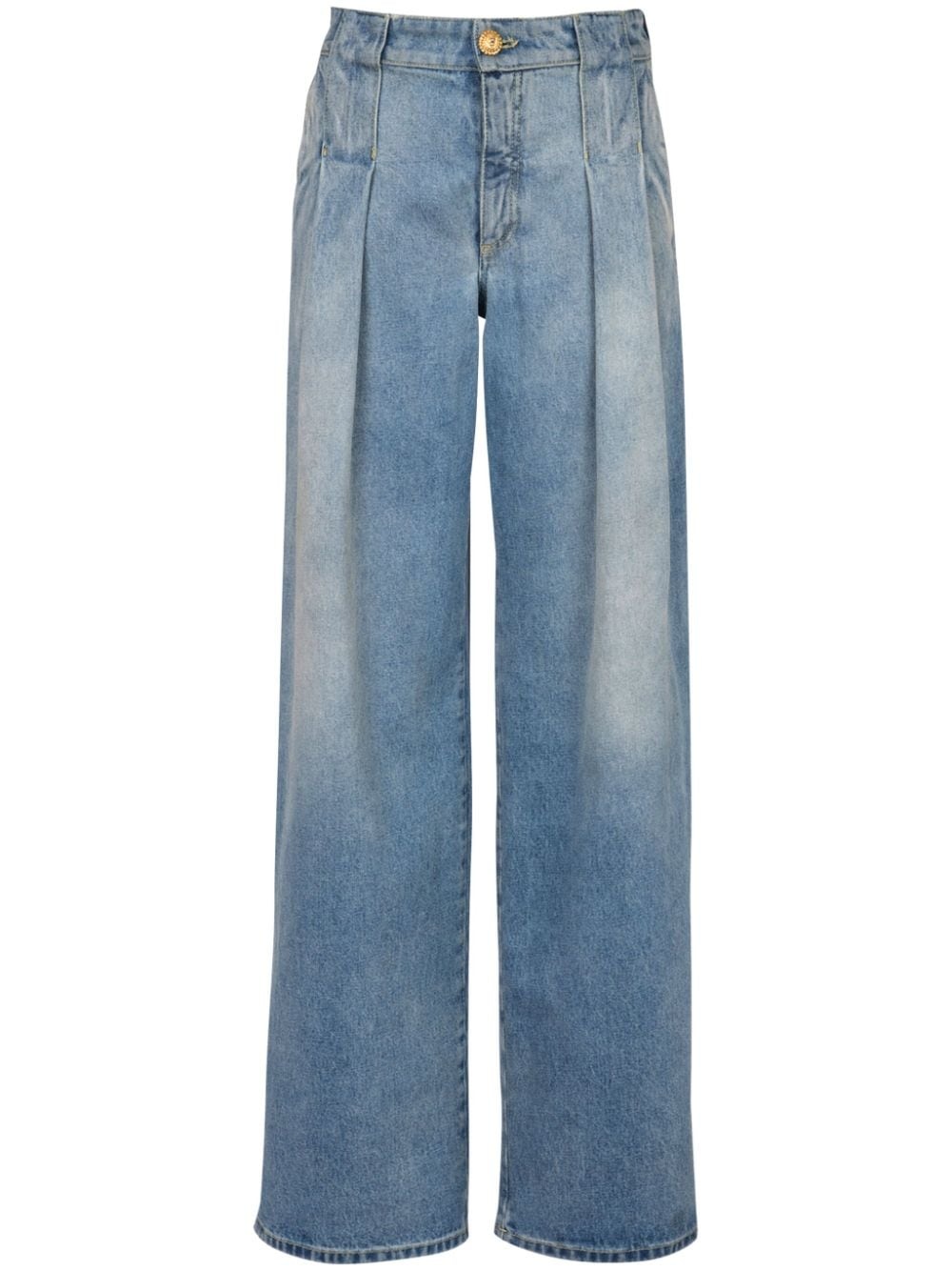 Pleated Loose Denim Pants - 1